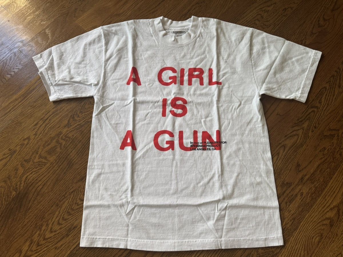 Pleasures Medium White A Girl is A Gun Tee Shirt Merch Joy Red Black Size US M / EU 48-50 / 2 - 1 Thumbnail