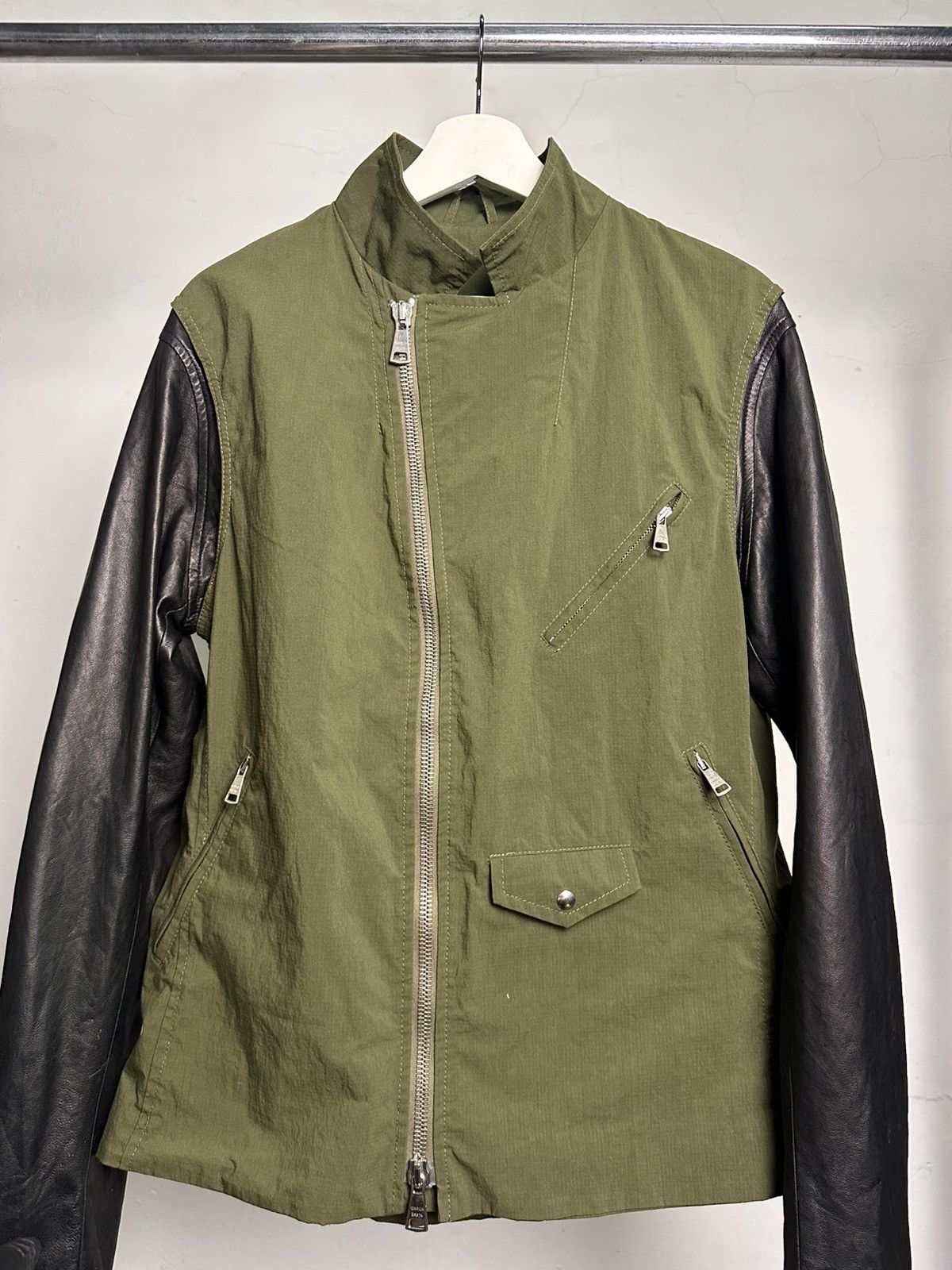 Giorgio Brato Giorgio Brato Ripstop Hybrid Leather Ratti Biker Jacket Size US L / EU 52-54 / 3 - 7 Thumbnail