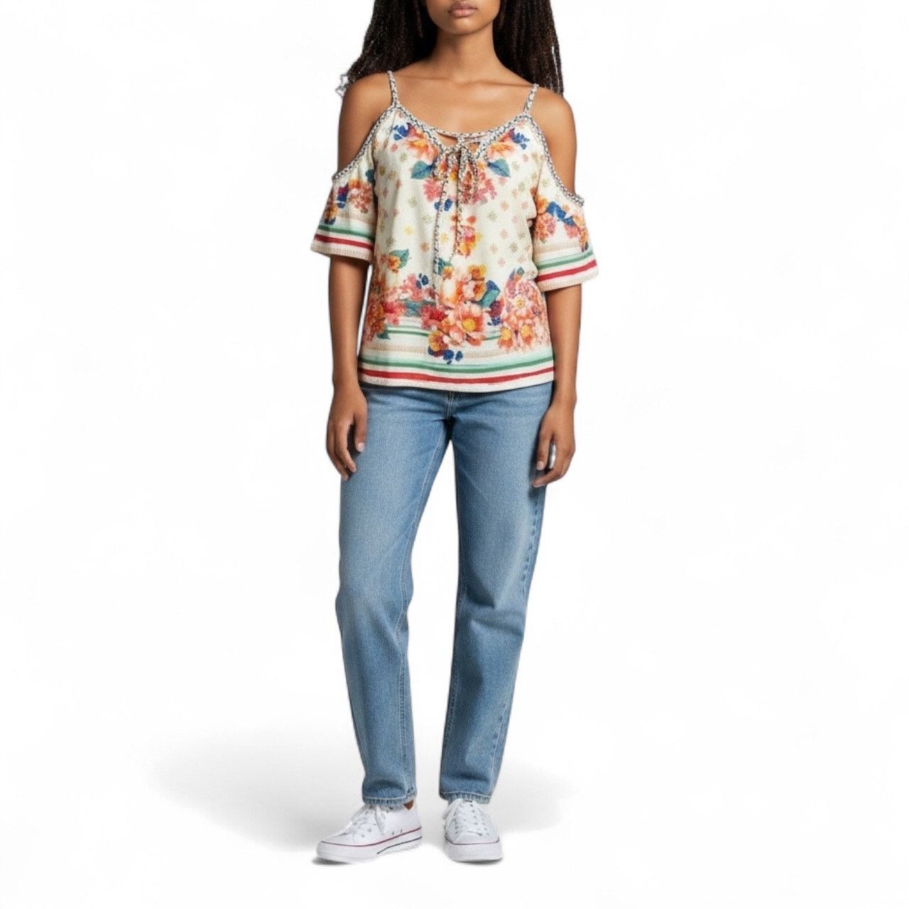 Other Flying Tomato boho summer floral cold shoulder cutouts top Size M / US 6-8 / IT 42-44 - 1 Thumbnail