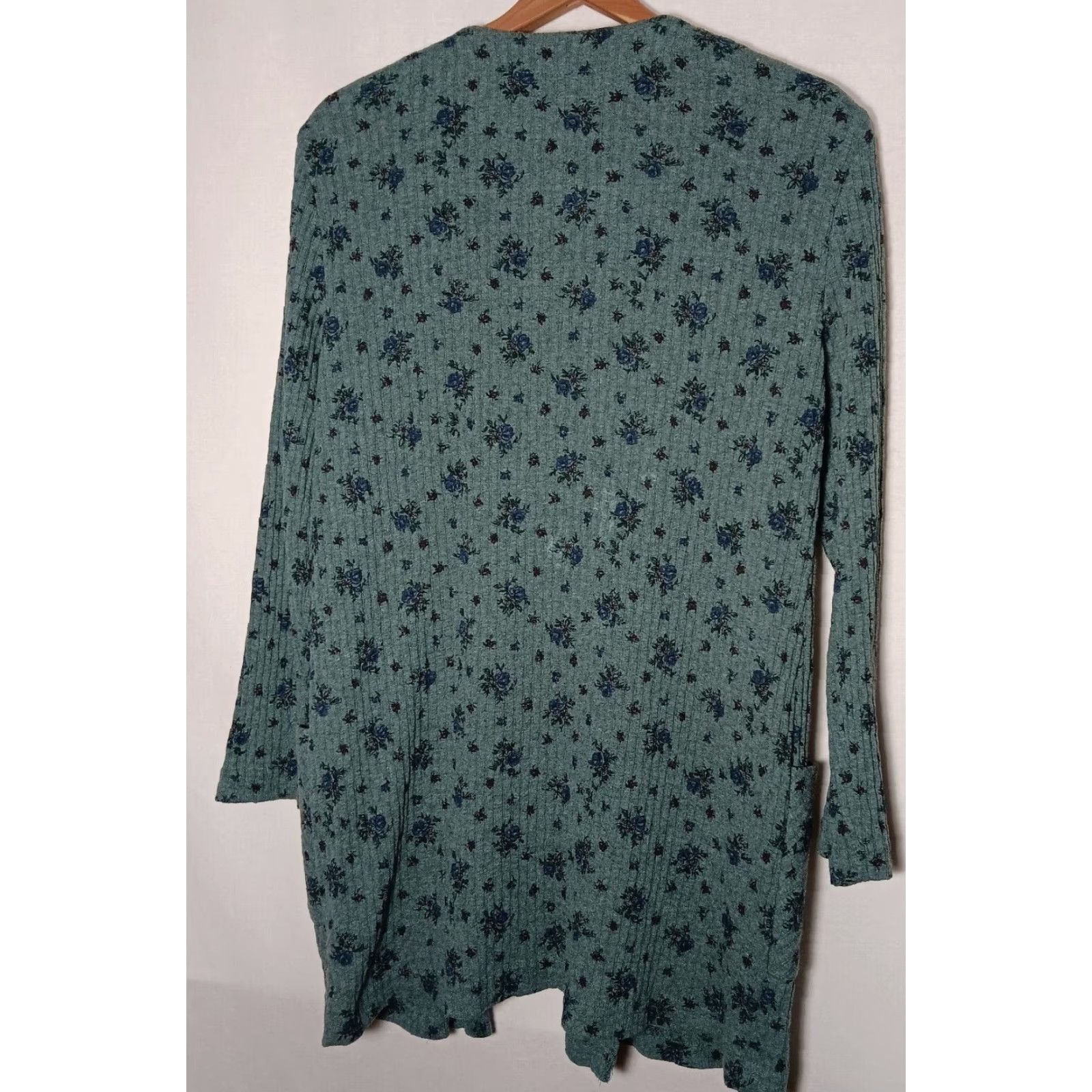 Vintage VINTAGE Pink Rose LA Gal Dress 2 Piece Set Women 12 Green Blue Floral Ribbed Knit Button Cardigan Tank Dress Winter Fall Spring Size XL / US 12-14 / IT 48-50 - 6 Thumbnail