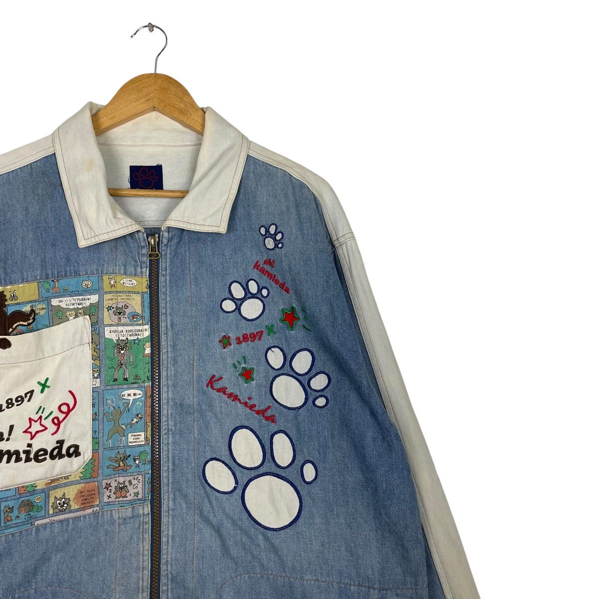 Japanese Brand × Jean Charles De Castelbajac × Vintage 💥JAPAN OH KAMIEDA CARTOON EMBROIDERY DENIM Size US L / EU 52-54 / 3 - 5 Thumbnail