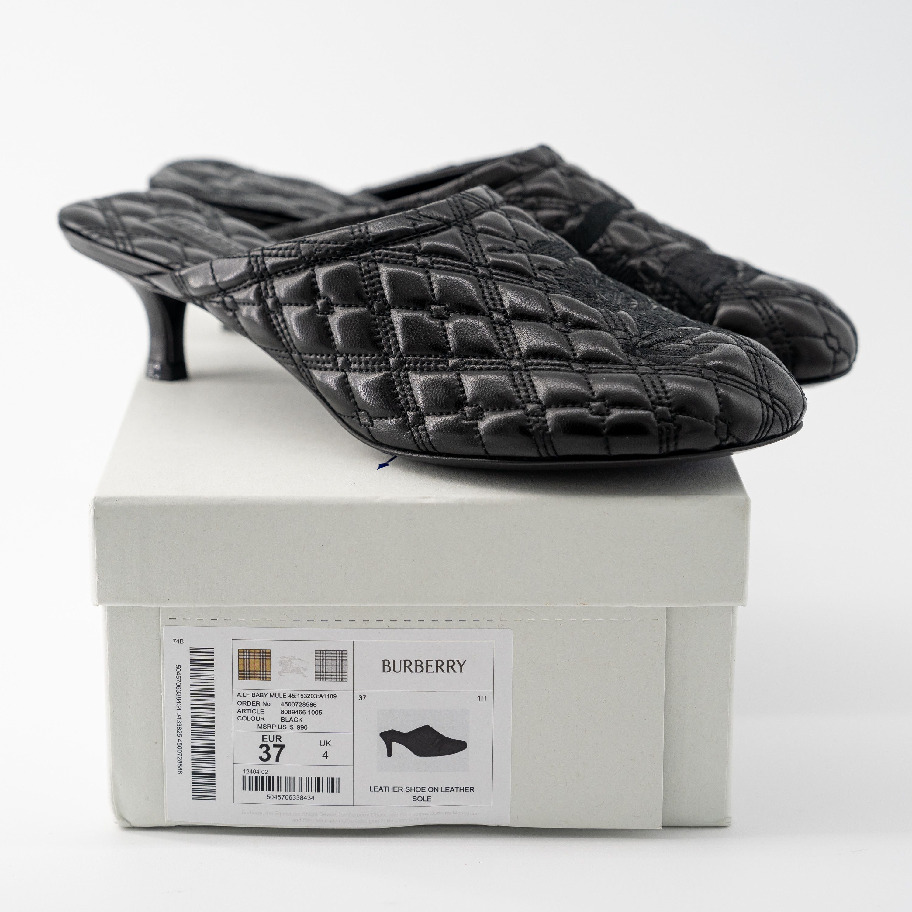 Burberry 37eu 7us Burberry Leather Kitten Hill Baby Mules EKD Black Size US 7 / IT 37 - 10 Thumbnail