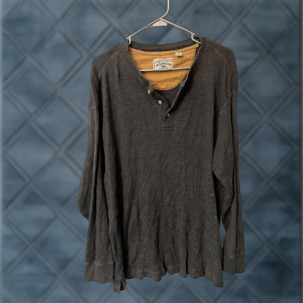Wrangler Wrangler Jeans 47 Mens Waffle Knit Henley Shirt XL Gray Thermal T-Shirt Size US XL / EU 56 / 4 - 1 Thumbnail