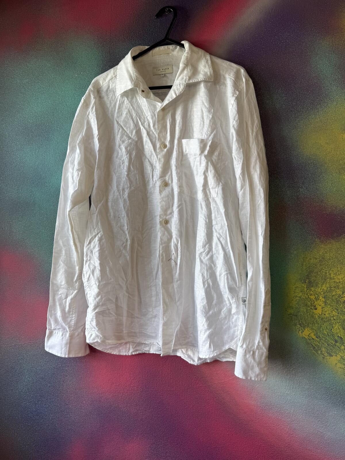 Other Ted Baker White 100% Linen Long Sleeve Shirt Size US M / EU 48-50 / 2 - 1 Thumbnail