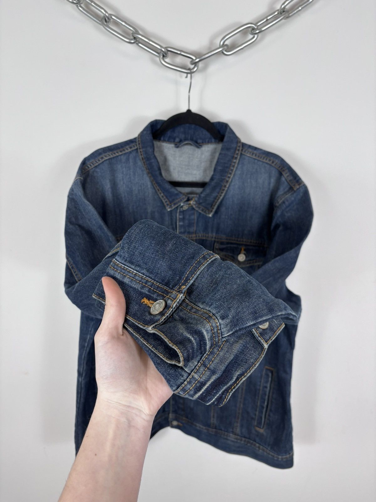 Harley Davidson Vintage Harley Davidson Big Embroidered Logo Denim Jacket Size US XXL / EU 58 / 5 - 11 Thumbnail