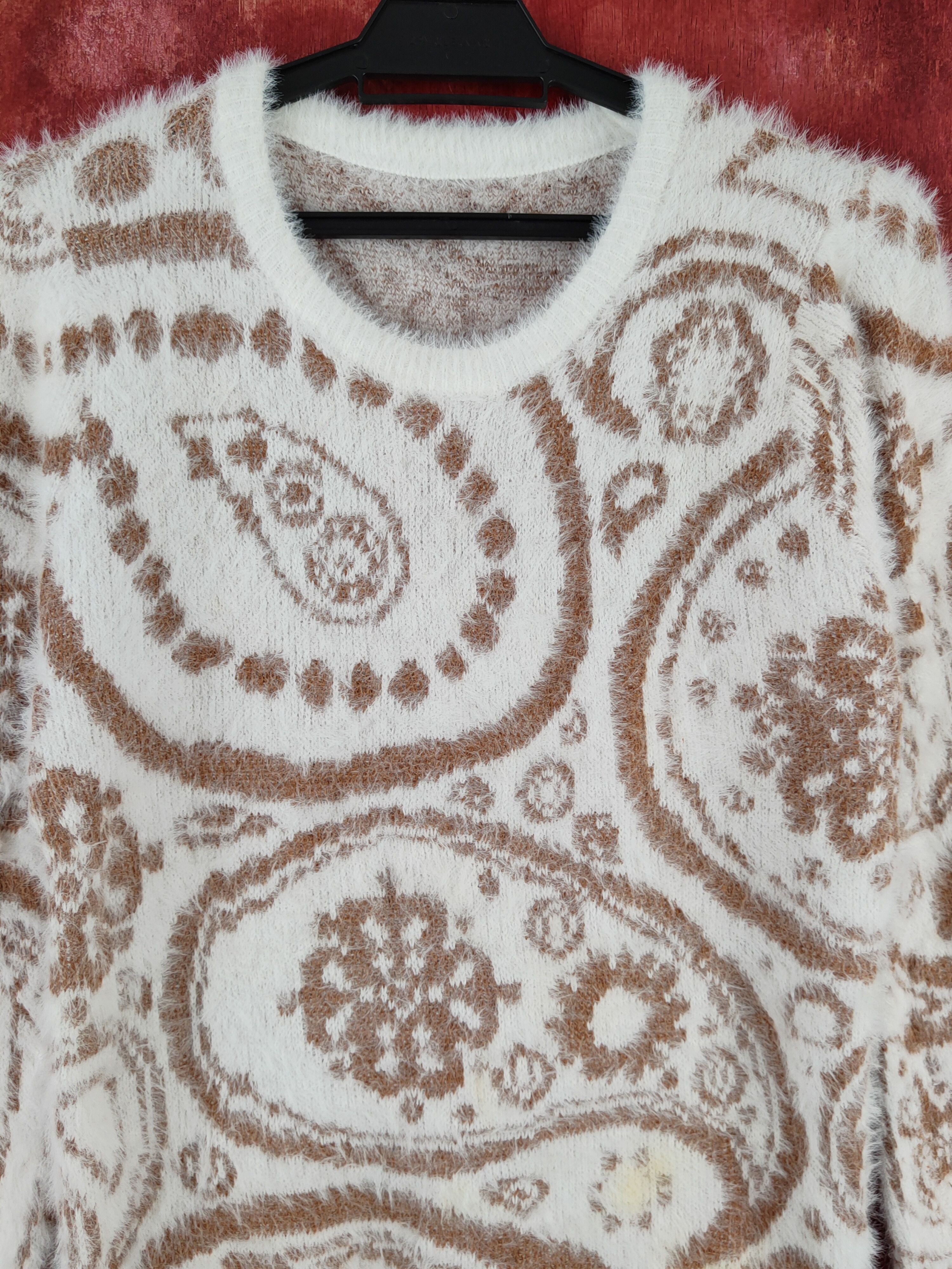 Homespun Knitwear × Japanese Brand Comma White Brown Shag Shaggy Fur Mohair Knitwear #S2004 Size M / US 6-8 / IT 42-44 - 2 Thumbnail