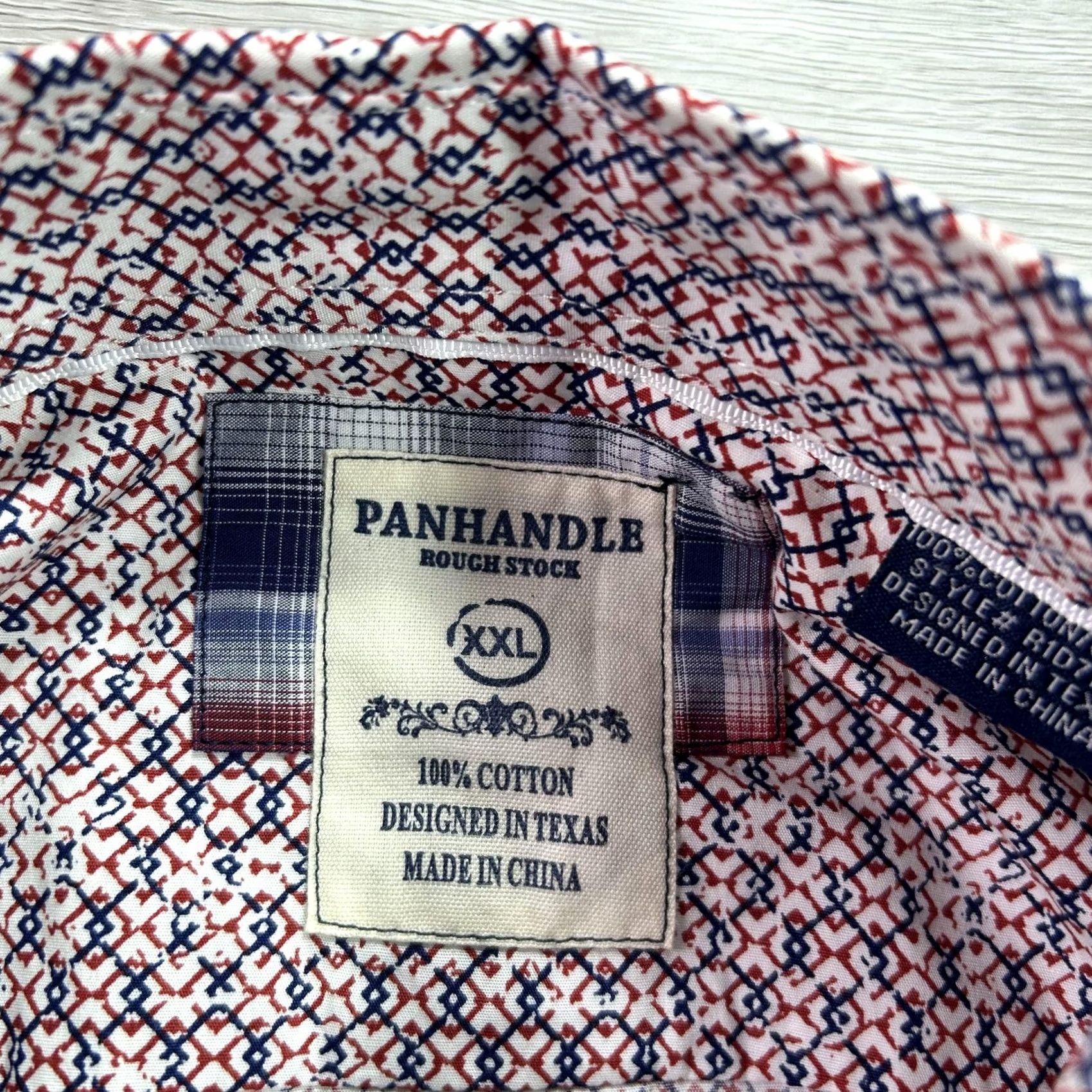 Vintage Panhandle Rough Stock Shirt Mens 2XL White Geometric Short Sleeve Western Snap Size US XXL / EU 58 / 5 - 4 Thumbnail