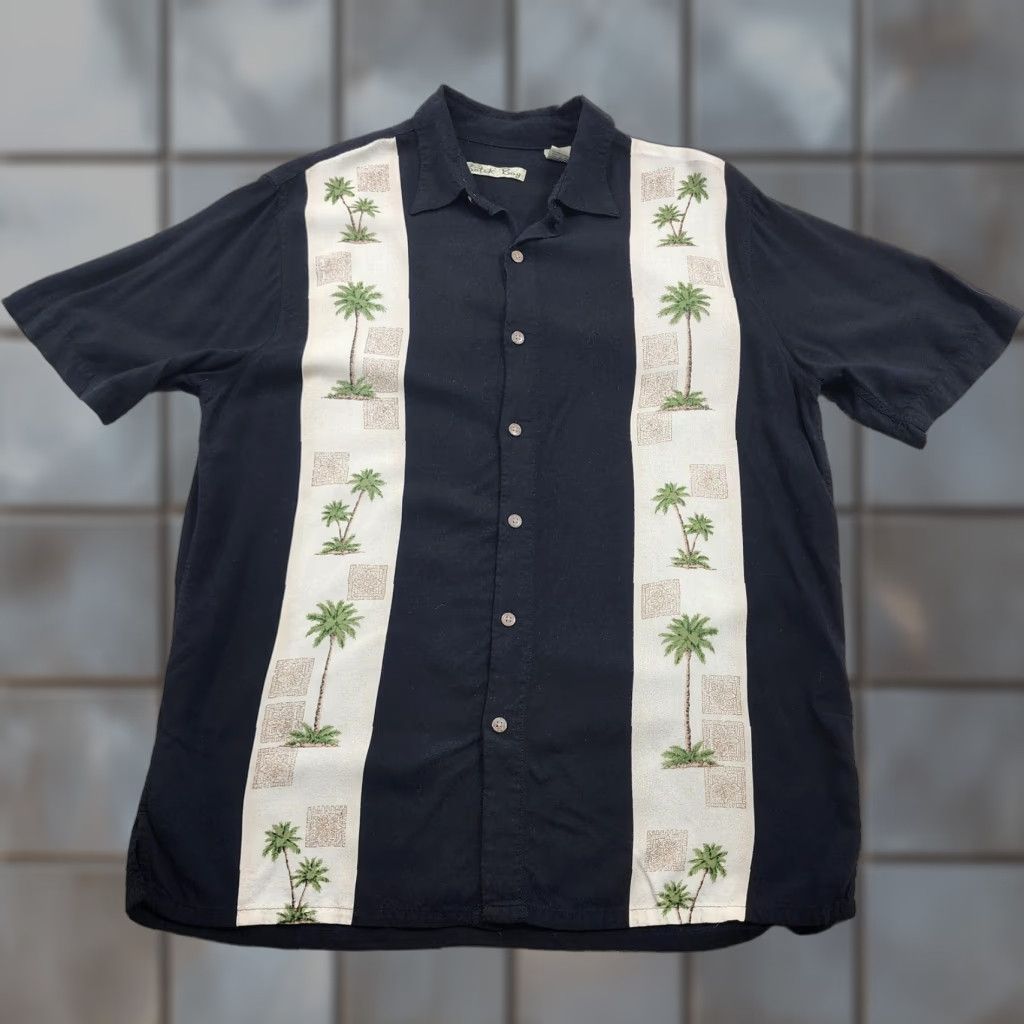 Vintage Batik Bay Hawaiian Shirt Mens M Black Palm Tree Rayon Button-Up Camp Aloha Short Sleeve Tropical Beach Casual Shirt Size US M / EU 48-50 / 2 - 1 Thumbnail