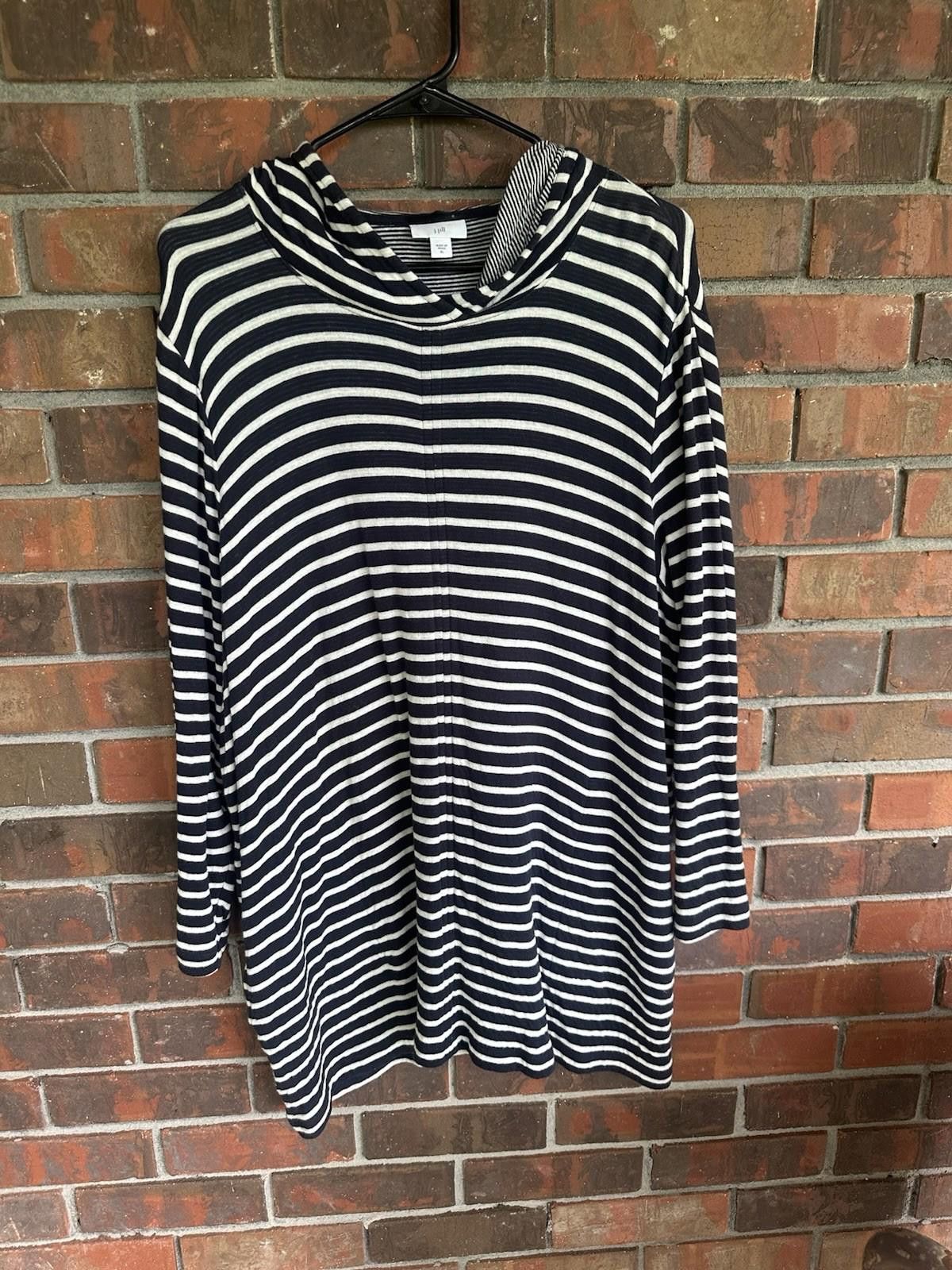 Designer J Jill XL Striped Tunic Dress 100% Cotton Size XL / US 12-14 / IT 48-50 - 1 Thumbnail