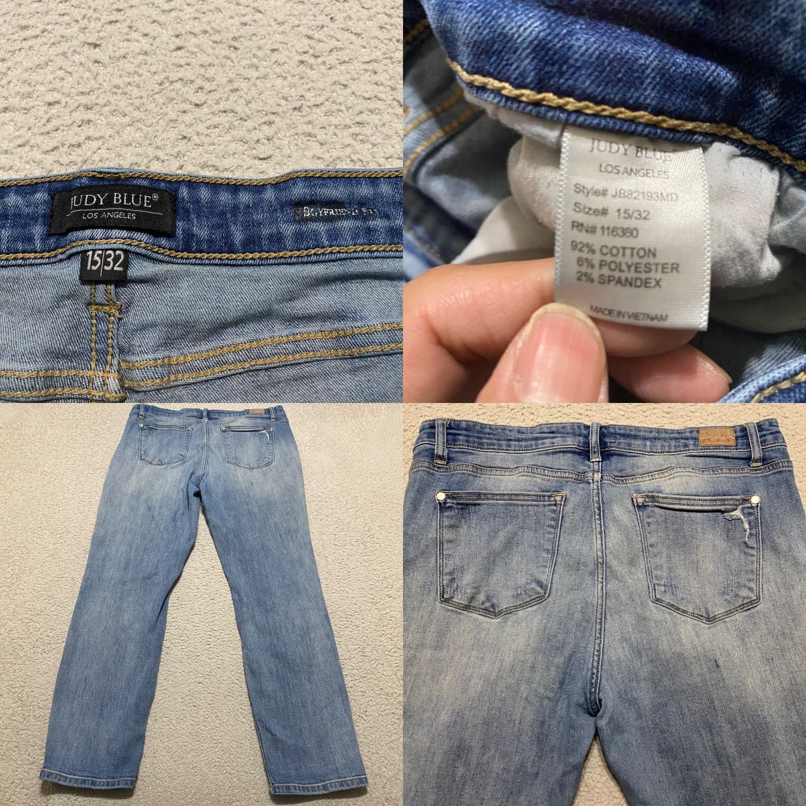 Denime Judy Blue Jeans Womens 15 Denim Skinny Mid Rise Distressed Pockets Blue 5-Pocket Regular Inseam 28 Size 36" / US 14 / IT 50 - 8 Thumbnail