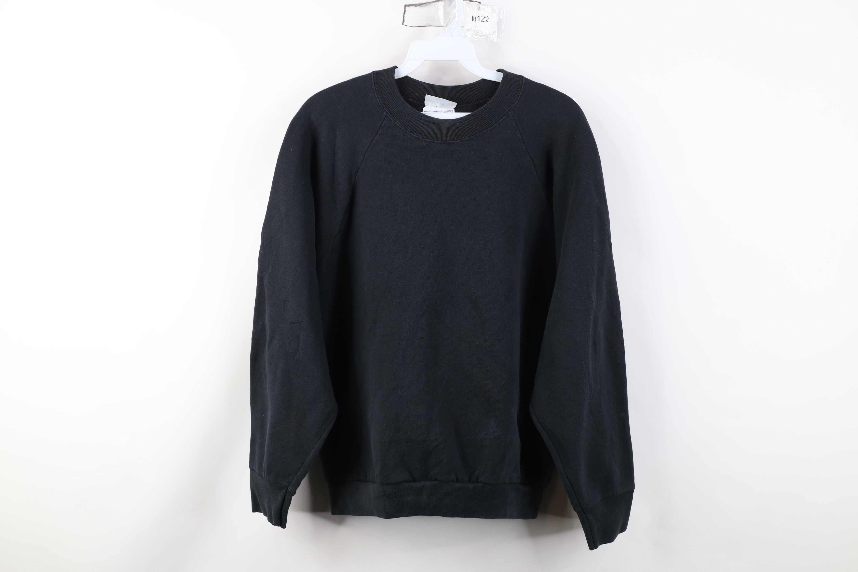 Vintage Vintage 90s Streetwear Faded Blank Crewneck Sweatshirt Black Size L / US 10 / IT 46 - 1 Thumbnail