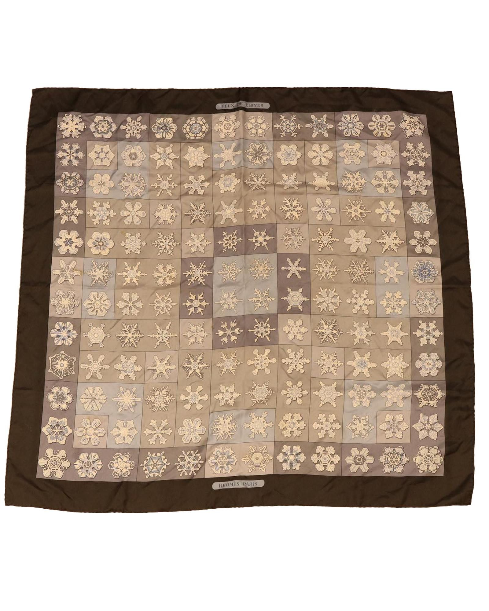 image of Hermes Gray Silk Winter Scarf in Grey, Women's