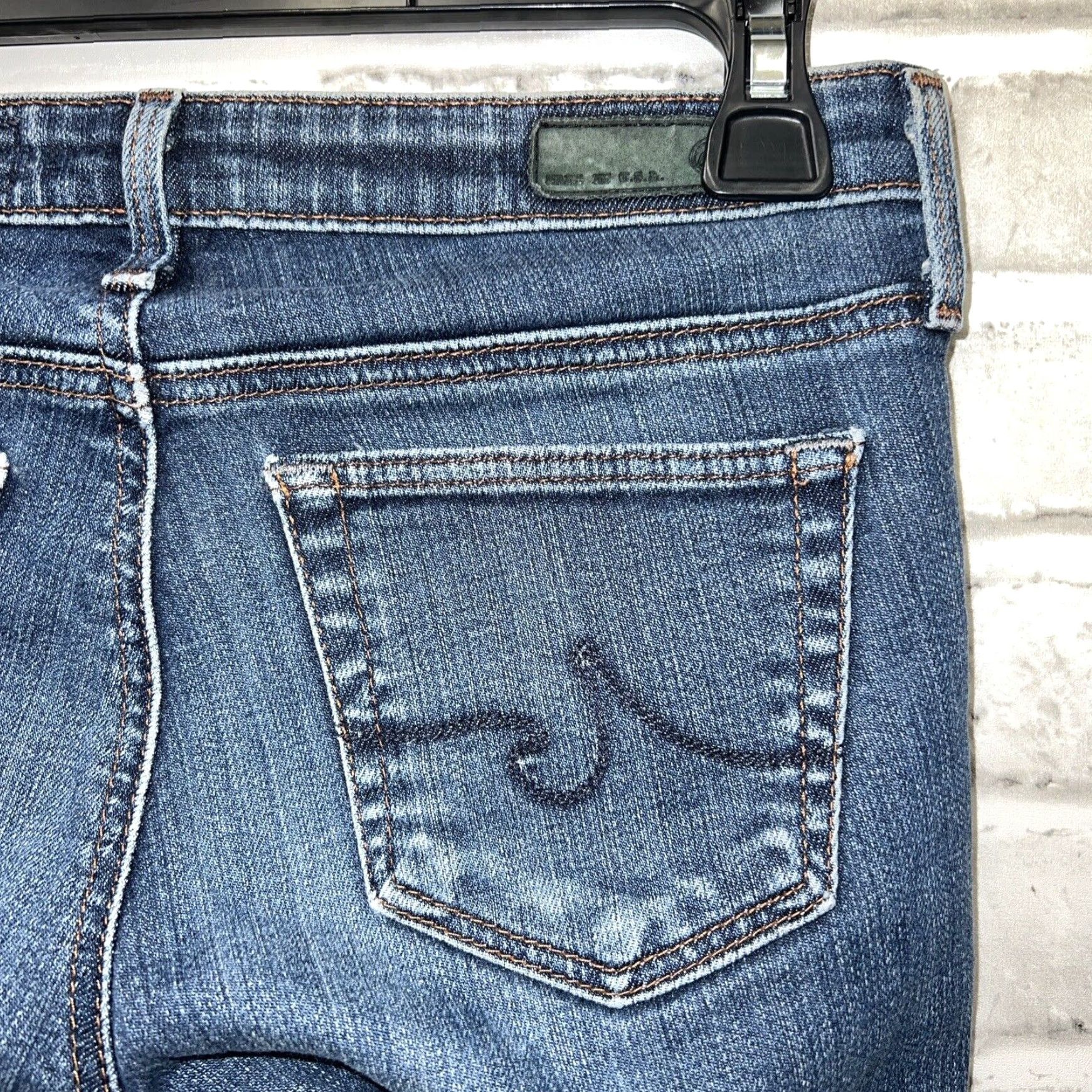 Vintage AG Adriano Goldschmied The Stevie Blue Straight Jeans Women's Petite Size 25P Size 42" / US 20 - 3 Thumbnail