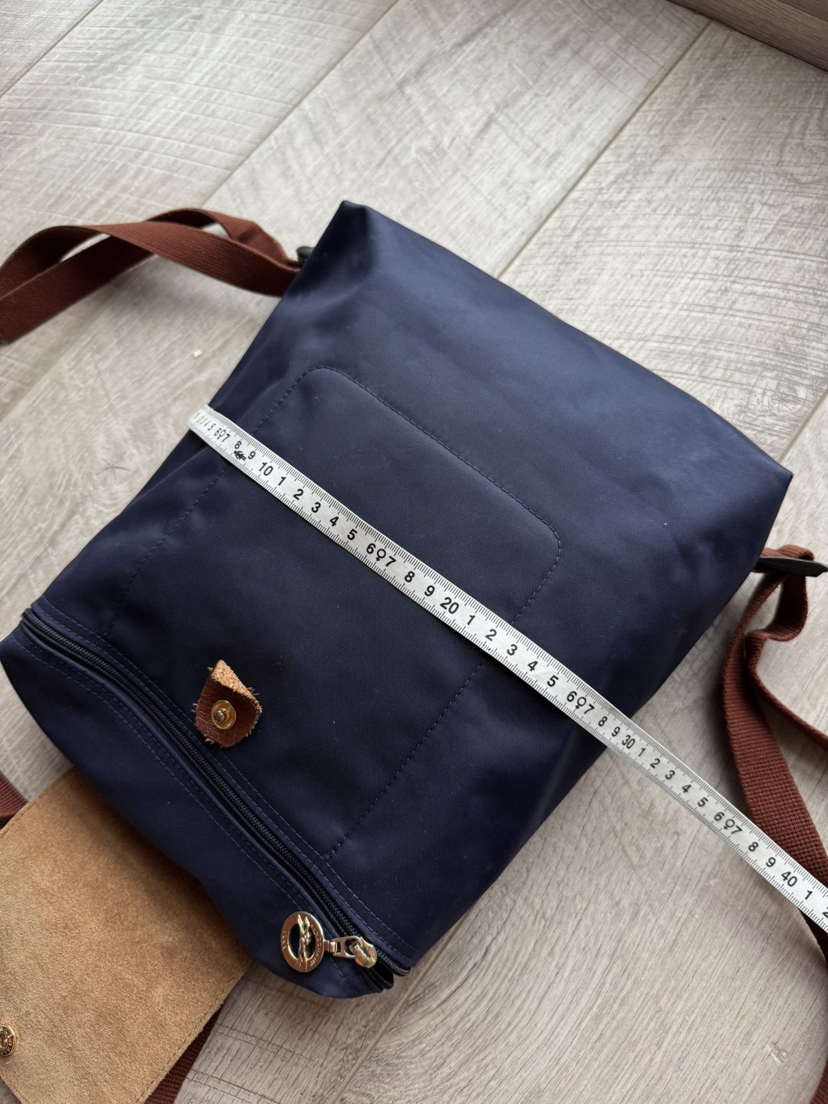 Longchamp Longchamp Le Pliage Navy Brown Blue Nylon Backpack USED Size ONE SIZE - 17 Thumbnail