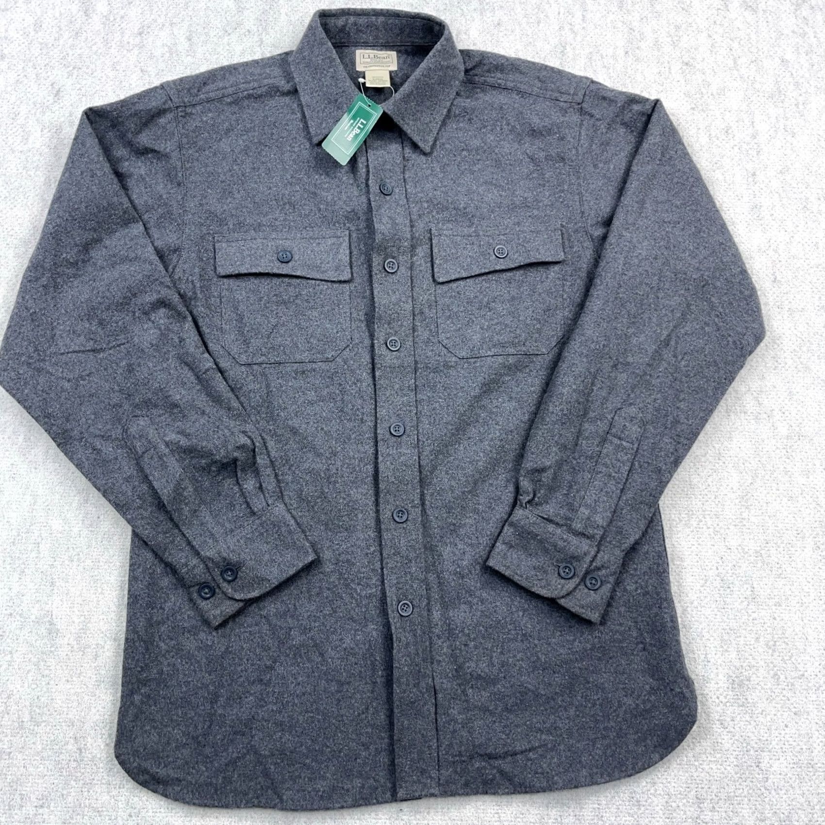 Vintage LL Bean Shirt Men Small Gray Chamois Cotton Heavyweight Button-Up Heather NEW Size US S / EU 44-46 / 1 - 2 Thumbnail