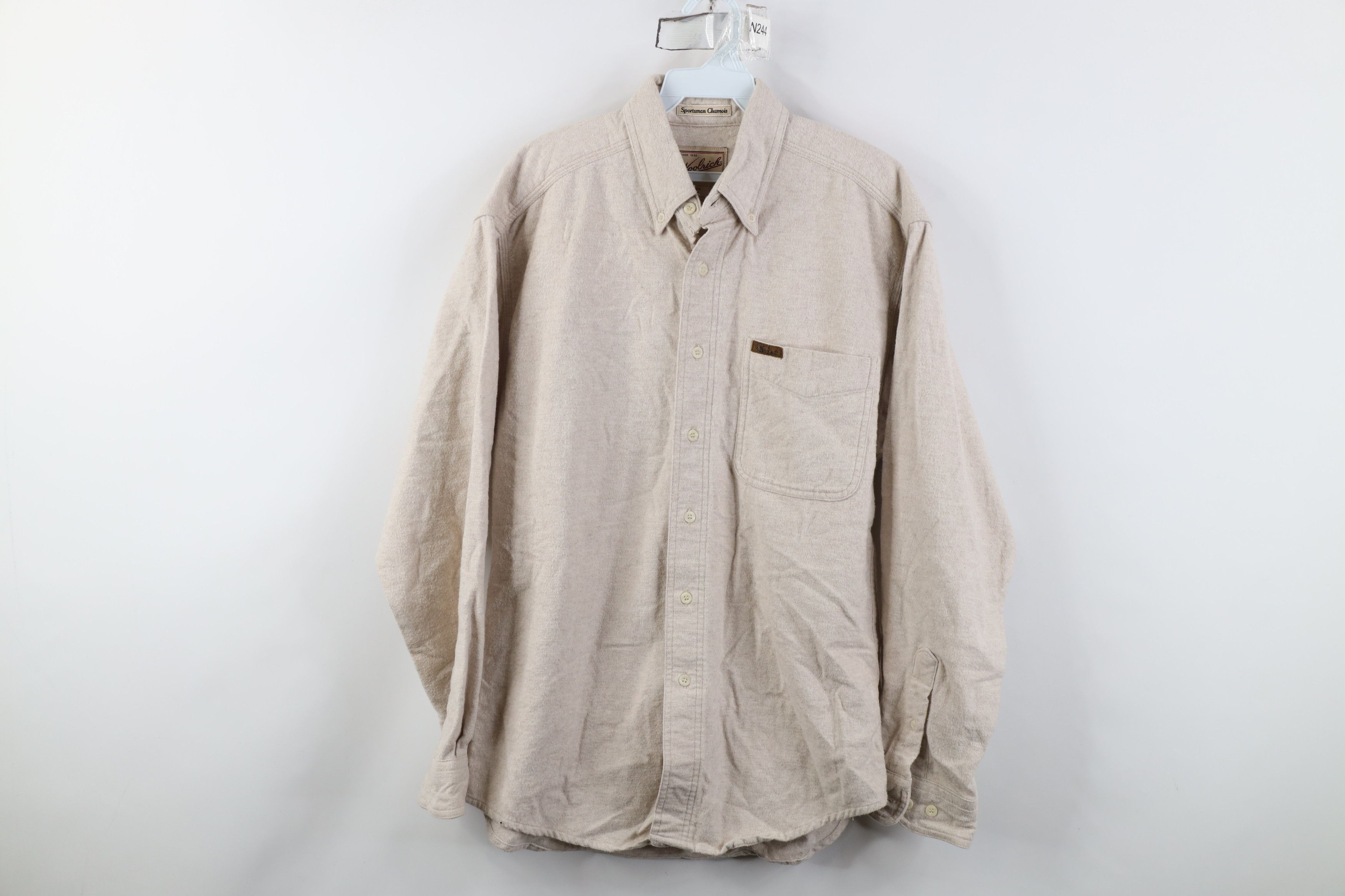 Woolrich Woolen Mills Vintage 90s Woolrich Chamois Cloth Button Down Shirt Beige Size US M / EU 48-50 / 2 - 1 Thumbnail