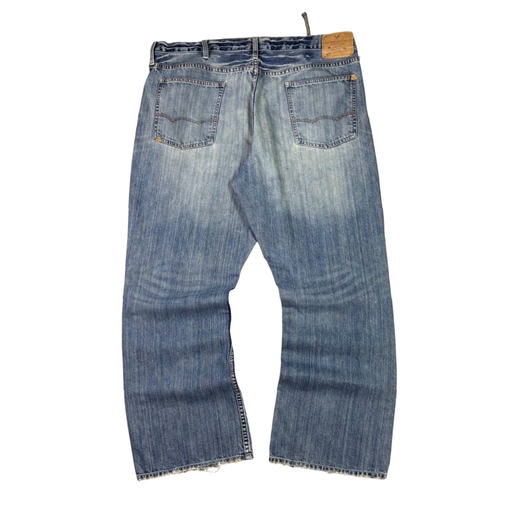 American Eagle Outfitters American Eagle Mens Relaxed Straight Leg Jeans Blue Medium Wash Denim 38x32 Size US 38 / EU 54 - 2 Thumbnail
