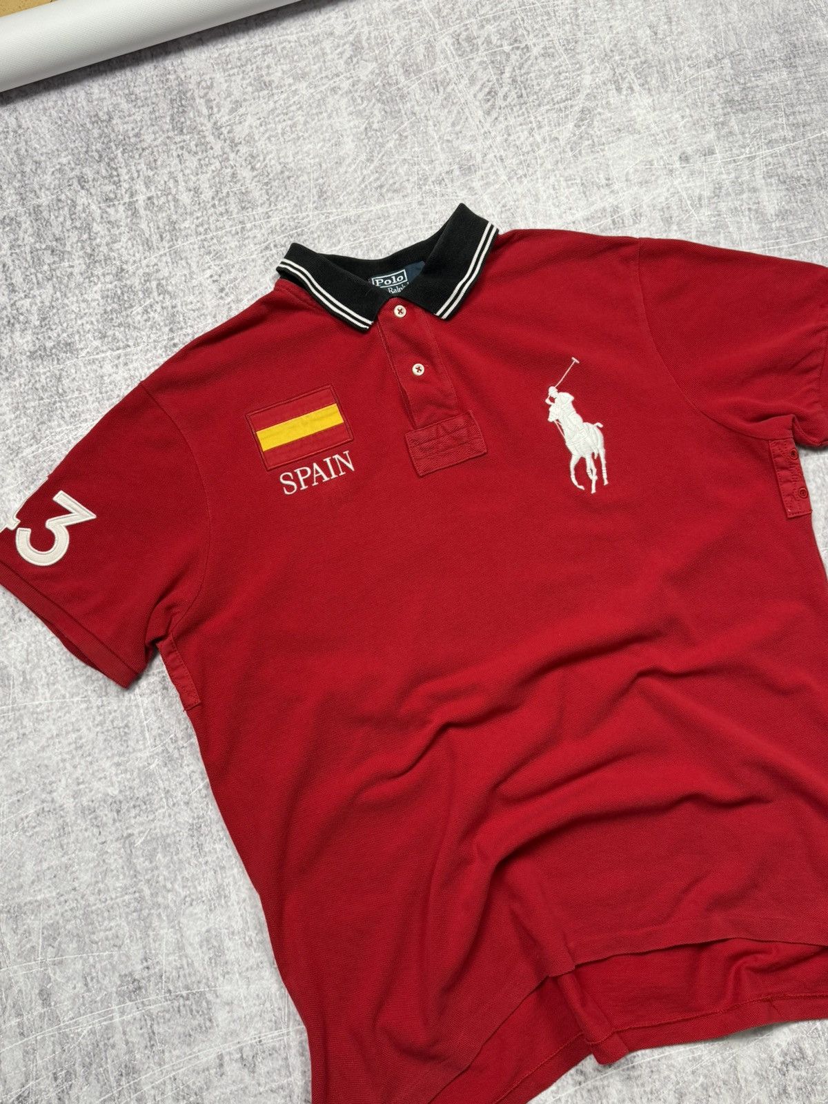Polo Ralph Lauren Vintage Polo Ralph Lauren Red Spain Espana Polo Shirt Size US XL / EU 56 / 4 - 3 Thumbnail