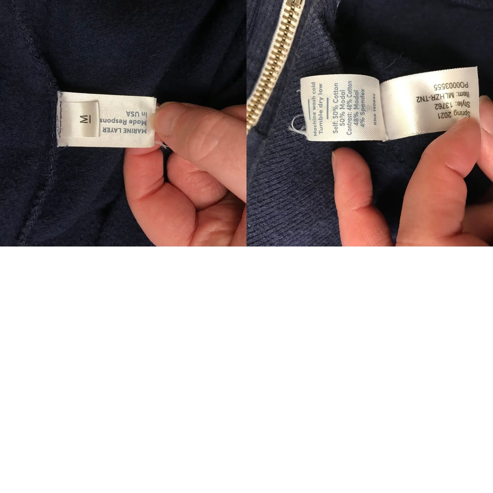Marine Layer Marine Layer Navy Blue Zip Up Hoodie With Logo Graphic Size M Mens Regular Fit Size M / US 6-8 / IT 42-44 - 8 Thumbnail
