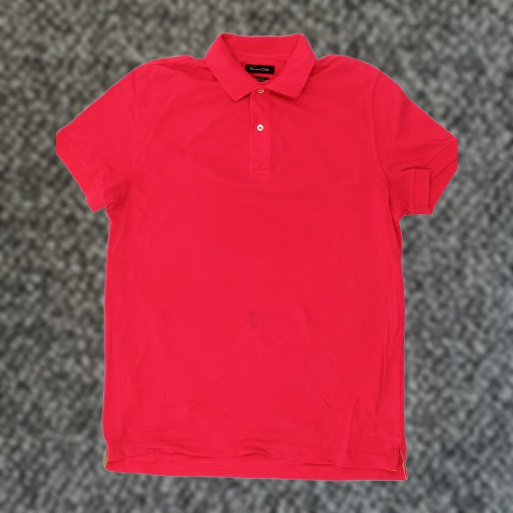 Massimo Dutti MASSIMO DUTTI Mens Casual Fit Polo Shirt Medium Burgundy AG23 Size US M / EU 48-50 / 2 - 1 Thumbnail