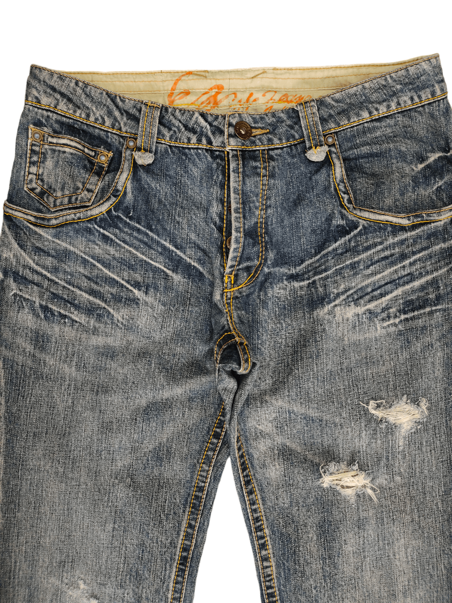 Ermenegildo Zegna EZ By Zegna Distressed Denim Jeans Ermenegildo Zegna Size US 31 - 2 Thumbnail