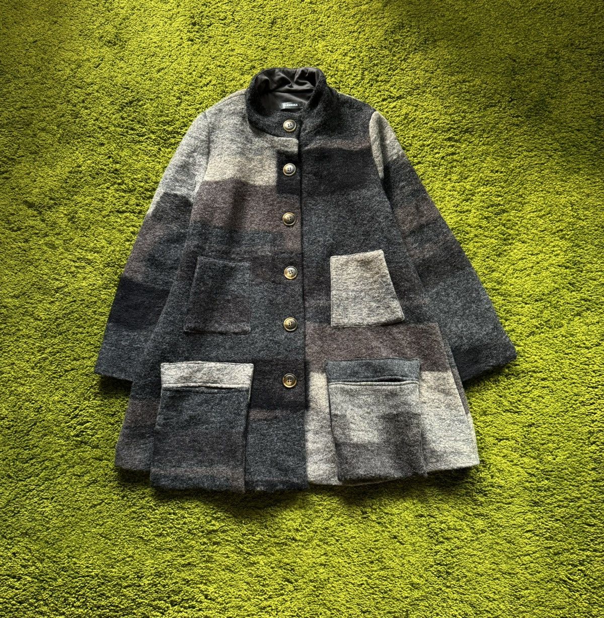 Designer Alembika avant garde checkered wool coat jacket Size M / US 6-8 / IT 42-44 - 1 Thumbnail