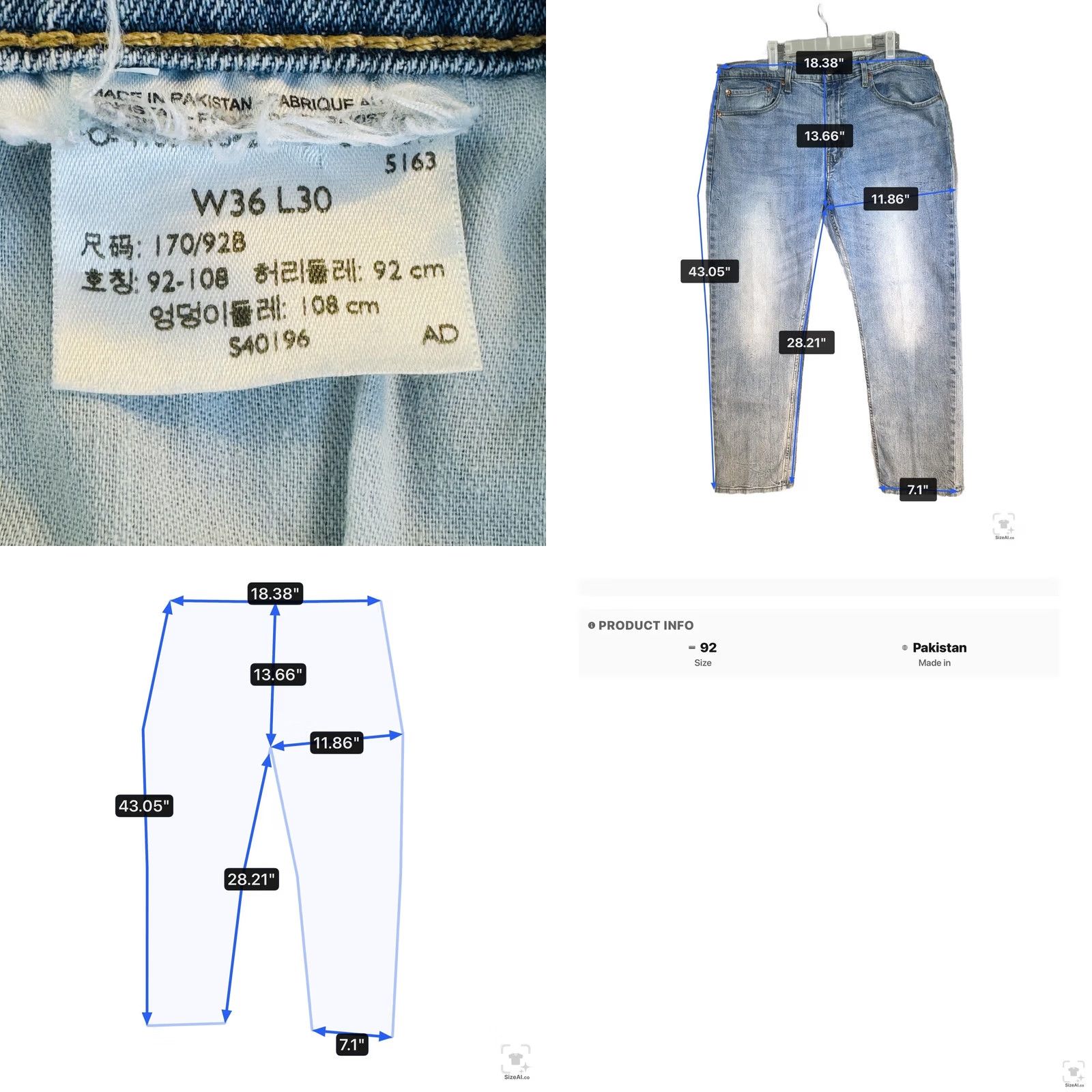 Levi's Levi's Jeans Mens 36 Regular Straight Light Wash Denim Zip Fly 28in Inseam 5-Pocket Logo Blue USA 90s style Bohemian Cowboy Southwestern Vintage: No Size US 36 / EU 52 - 8 Thumbnail