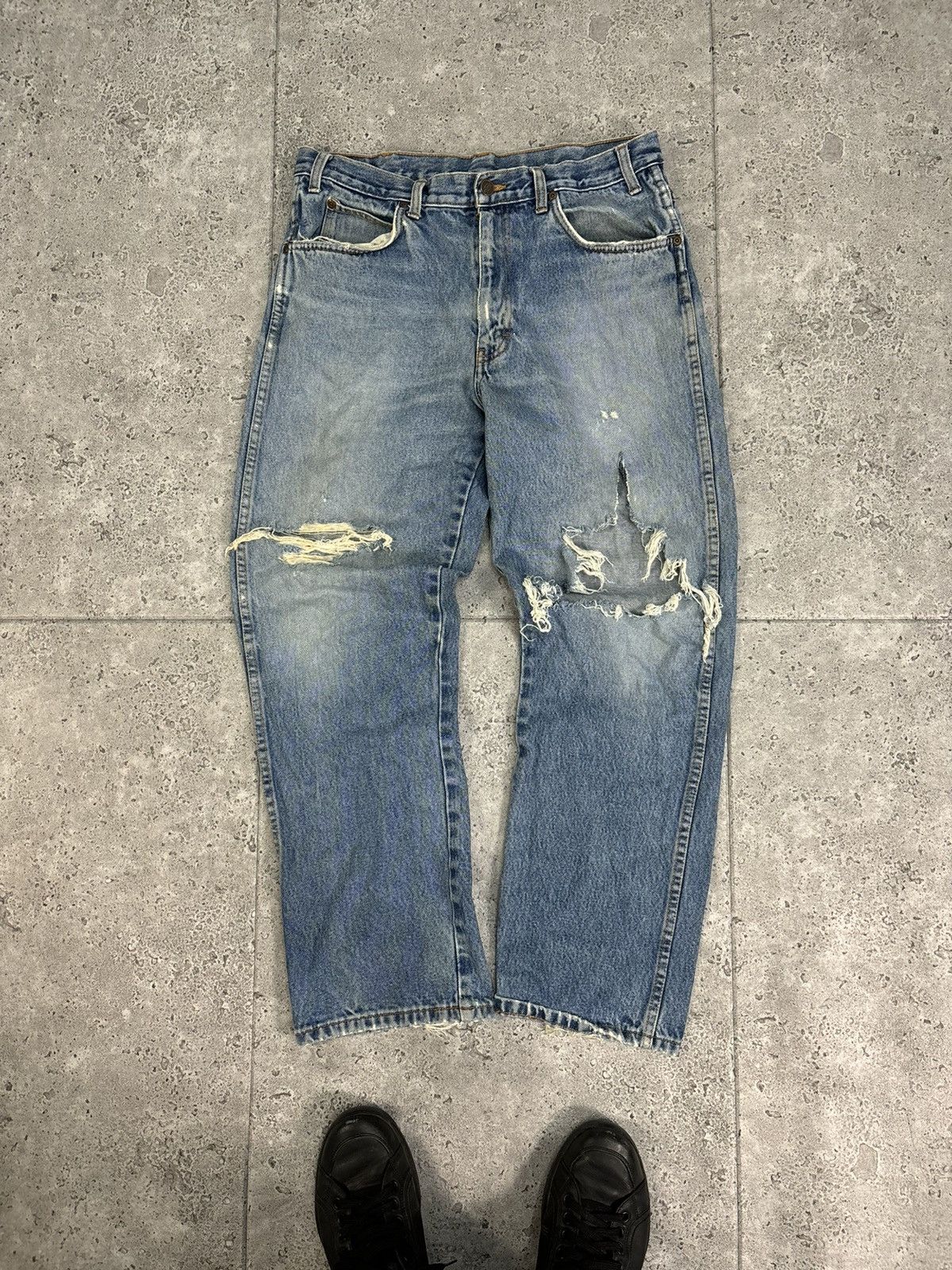 Dickies × Vintage Vintage 90s Dickies Distressed Blue Denim Baggy Work Pants Size US 34 / EU 50 - 3 Thumbnail