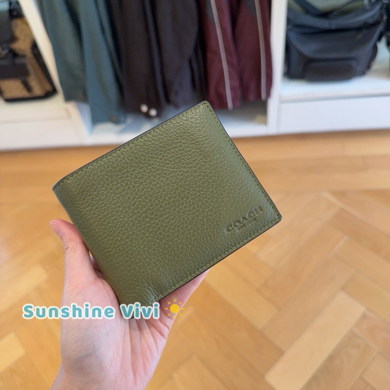 Coach NWT COACH CR398 3-In-1 Wallet Pebble Leather silver OLIVE Size ONE SIZE - 1 Thumbnail