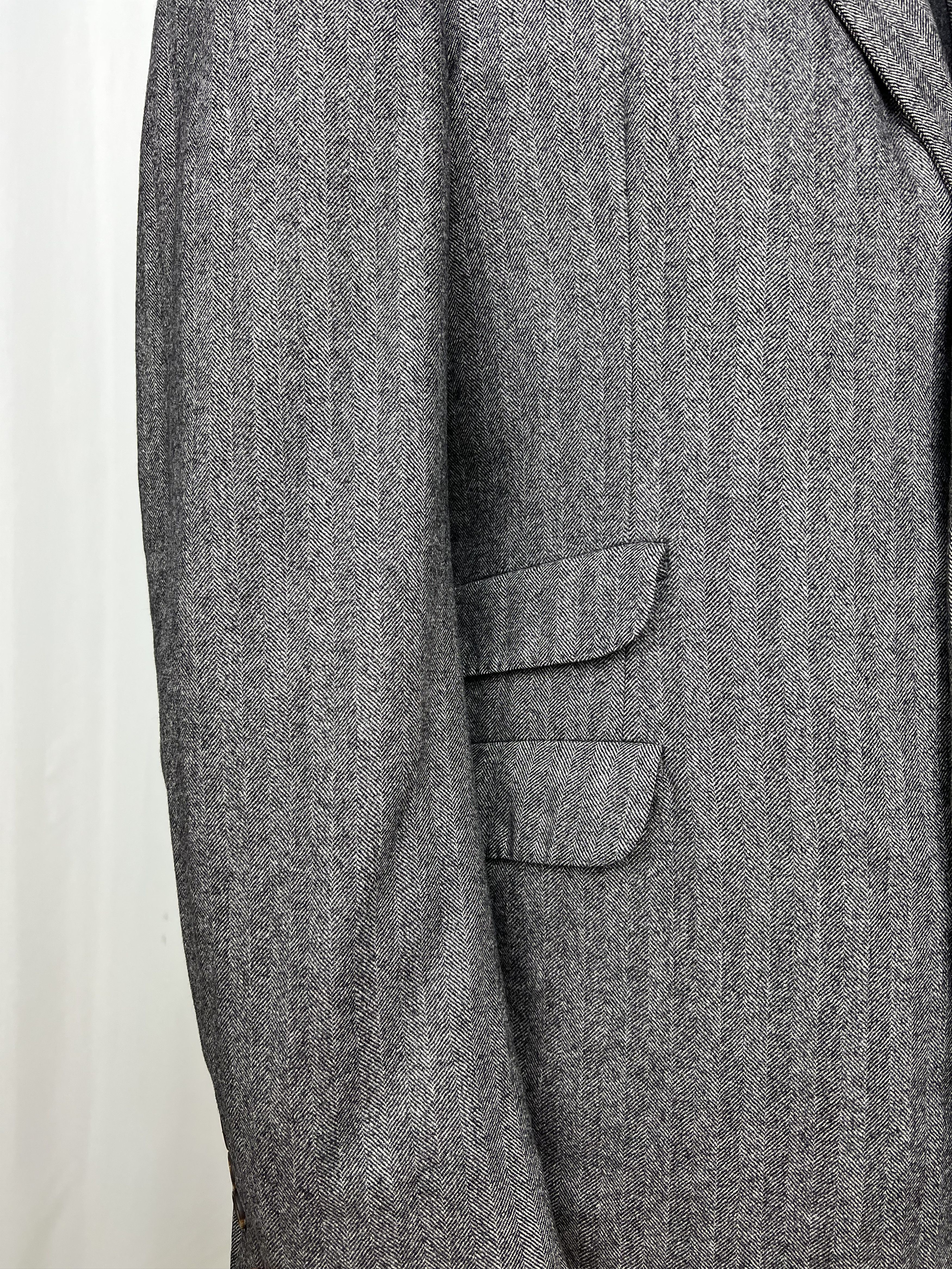 Brunello Cucinelli Single-Breasted Herringbone Wool\Cashmere Overcoat Size US L / EU 52-54 / 3 - 9 Thumbnail