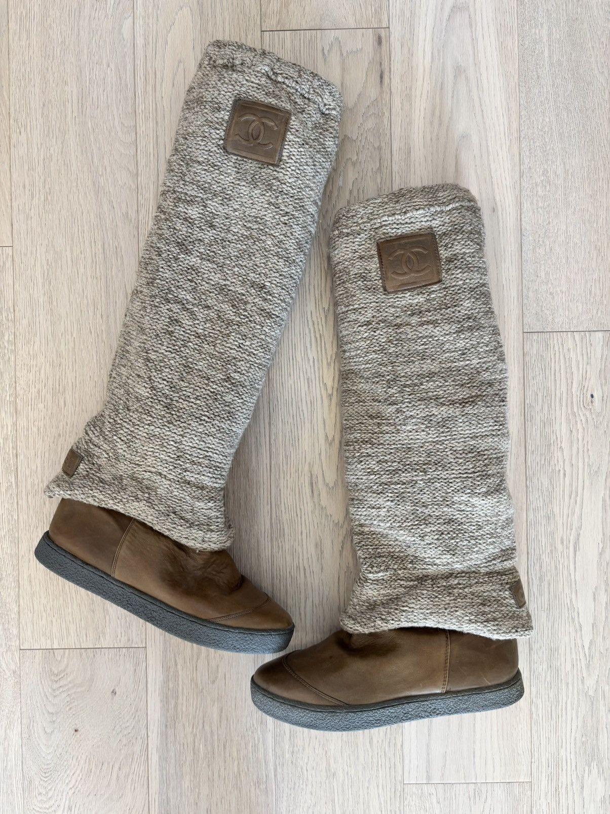 Chanel Chanel Rare Women’s High Wool And Leather Boots Size US 6 / IT 36 - 1 Thumbnail