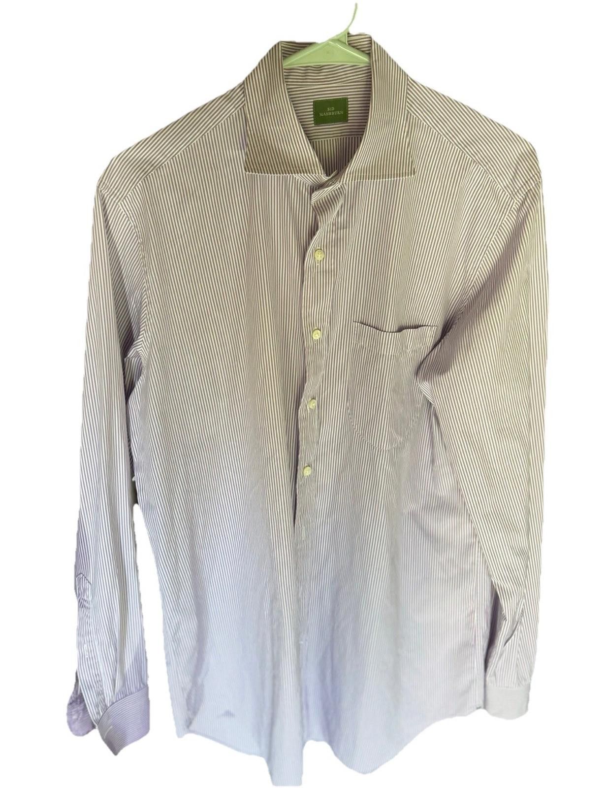 Sid Mashburn Sid Mashburn Dress Shirt – Purple/White Stripe 35 Size 36R - 2 Thumbnail