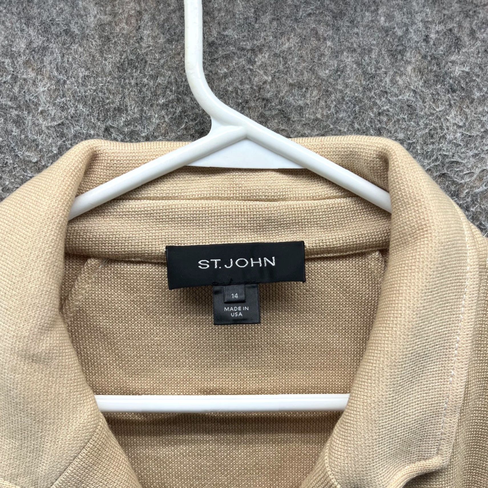 St. John St. John Blazer Womens 14 Beige Nautical Stripe Knit Double Breasted Jacket Size XL / US 12-14 / IT 48-50 - 2 Thumbnail