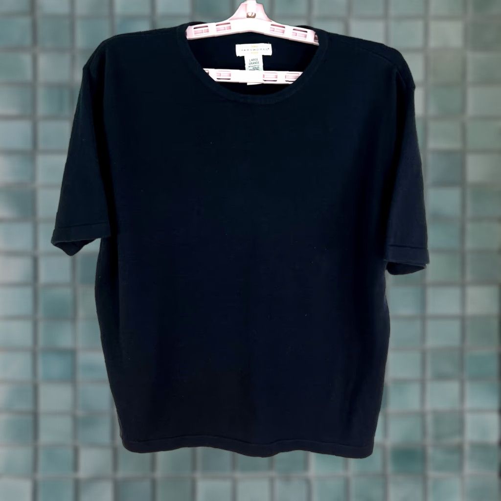 Vintage VINTAGE Yarn Works Pullover Sweater Womens Size L Black Short Sleeve Classic Knit Size L / US 10 / IT 46 - 1 Thumbnail
