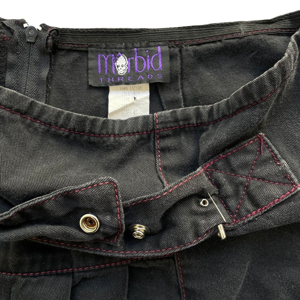 Designer × Vintage Vintage Y2K Morbid Threads Bondage Skirt Size 29" - 3 Thumbnail