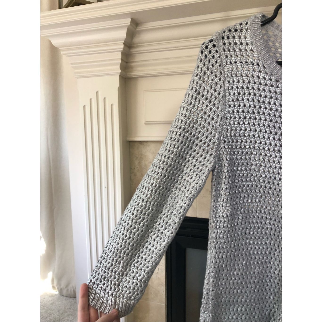 Other Jones Studio Women’s Silver Knitted 3/4 Sleeve Crew Neck Blo Size M / US 6-8 / IT 42-44 - 4 Thumbnail