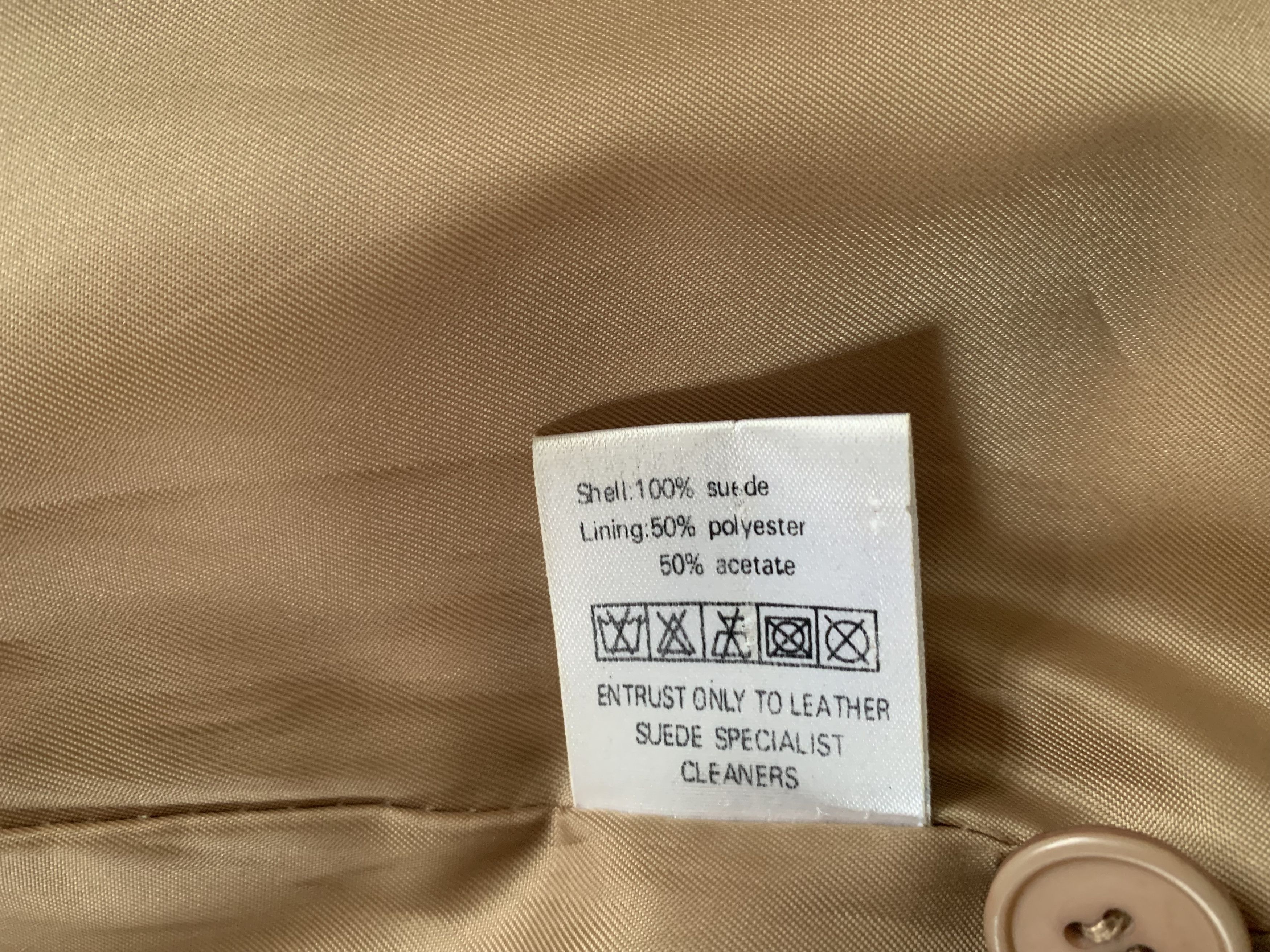 Other Womens Beige Vero Moda Suede Leather Coat Jacket Size S / US 4 / IT 40 - 10 Thumbnail