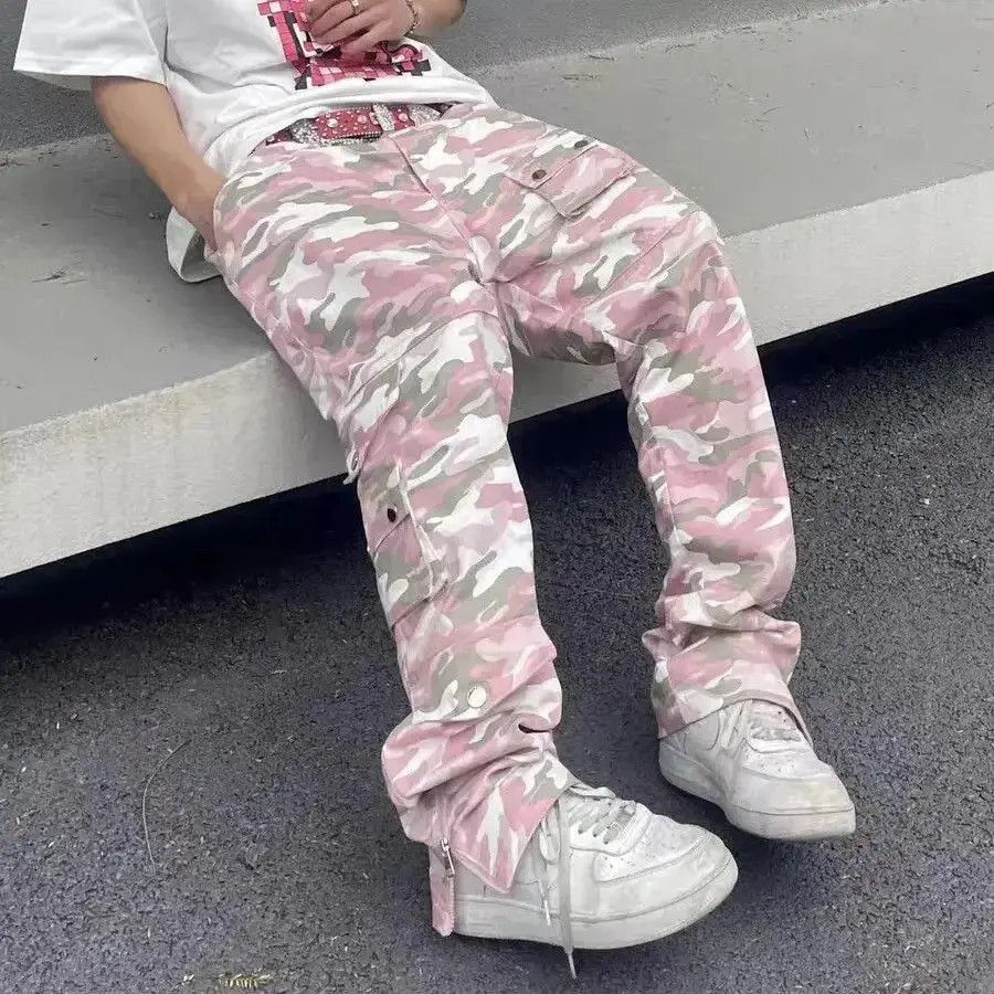 Japanese Brand Camouflage Patchwork Jeans Cargos Y2K Pockets Zipper Baggy Size US 32 / EU 48 - 2 Thumbnail