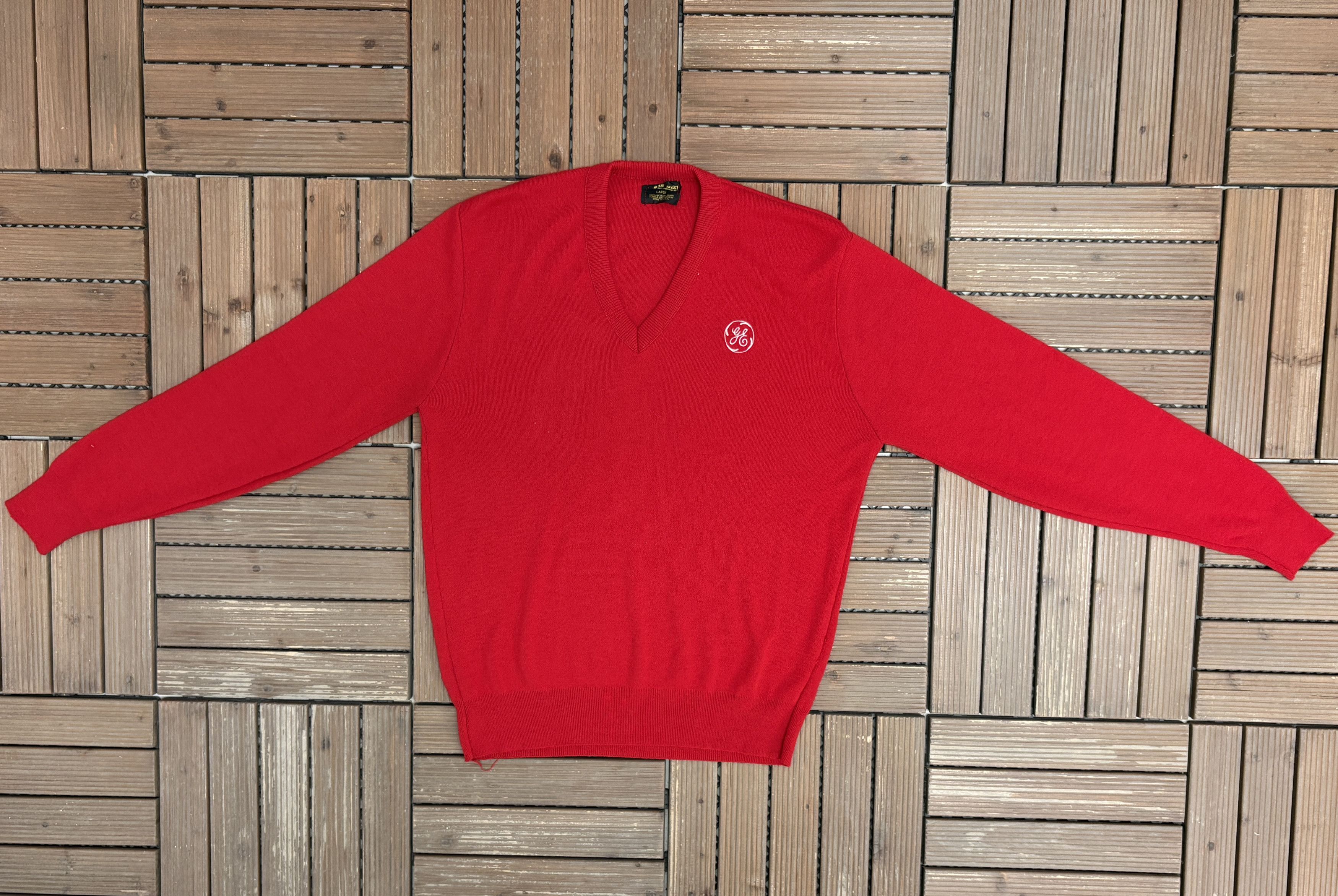 Vintage General Electric Vintage Red Knit Sweater Size US L / EU 52-54 / 3 - 5 Thumbnail