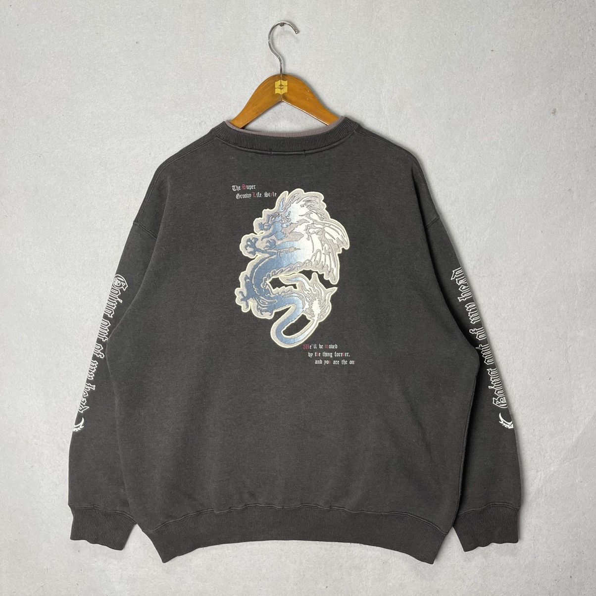 Japanese Brand Proposition II Dragon Sleeve Graphic Crewneck Sweatshirt Size US XXL / EU 58 / 5 - 1 Thumbnail