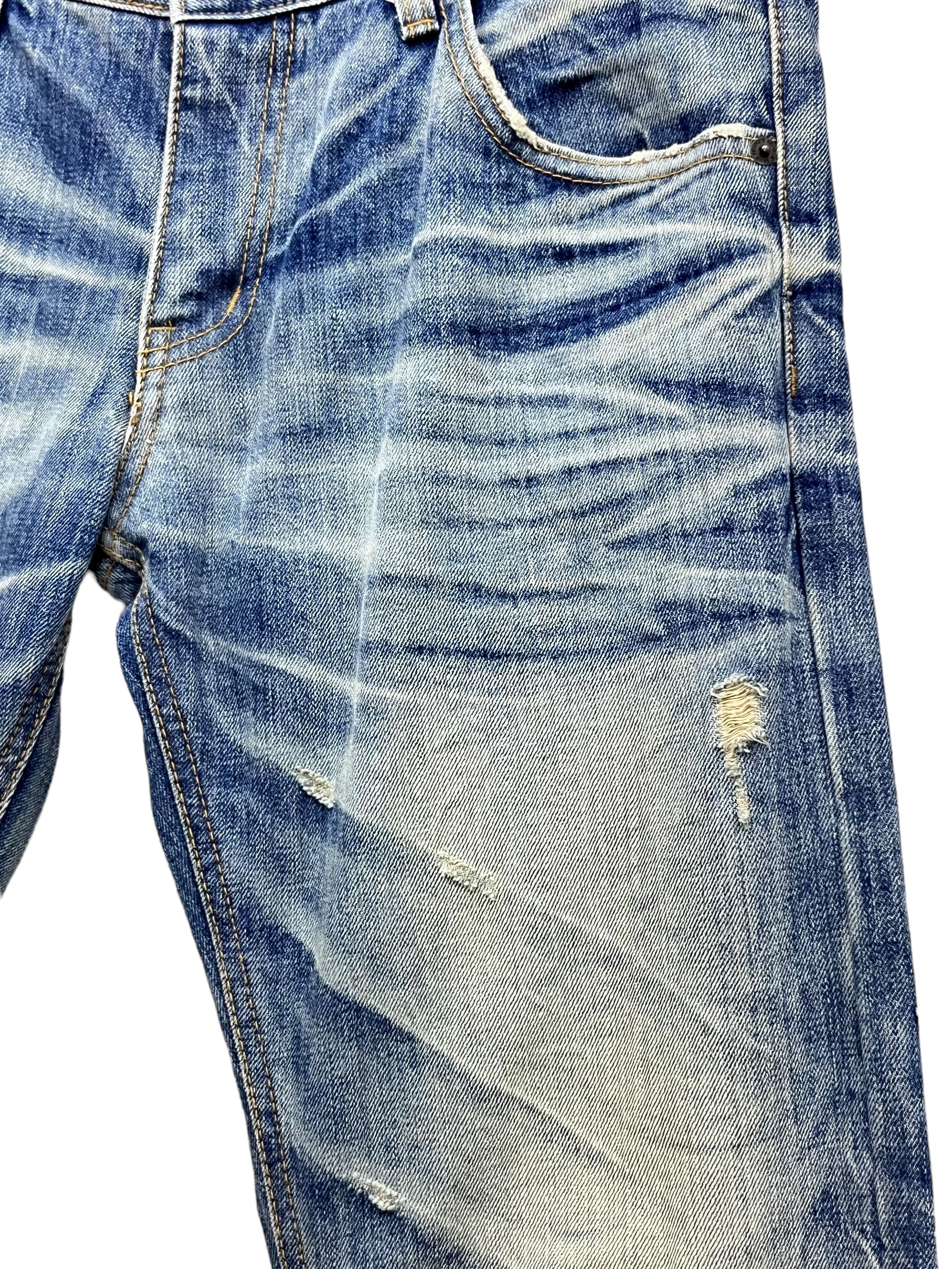 Japanese Brand FYE🔥90's IMPROVES Mud Wash Claw Mark Distressed Denim Jeans Size US 32 / EU 48 - 6 Thumbnail