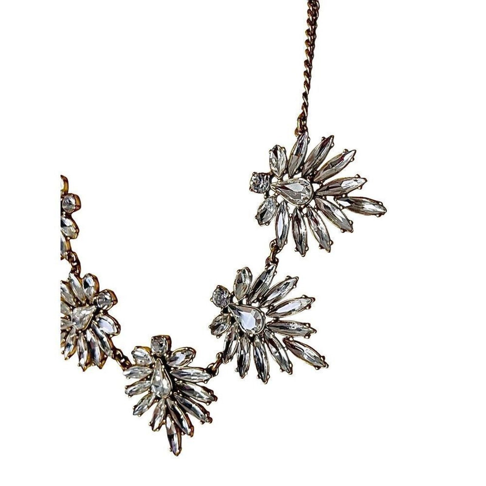 J.Crew J. Crew Gold Rhinestone Crystal Cluster Statement Necklace Size ONE SIZE - 3 Thumbnail