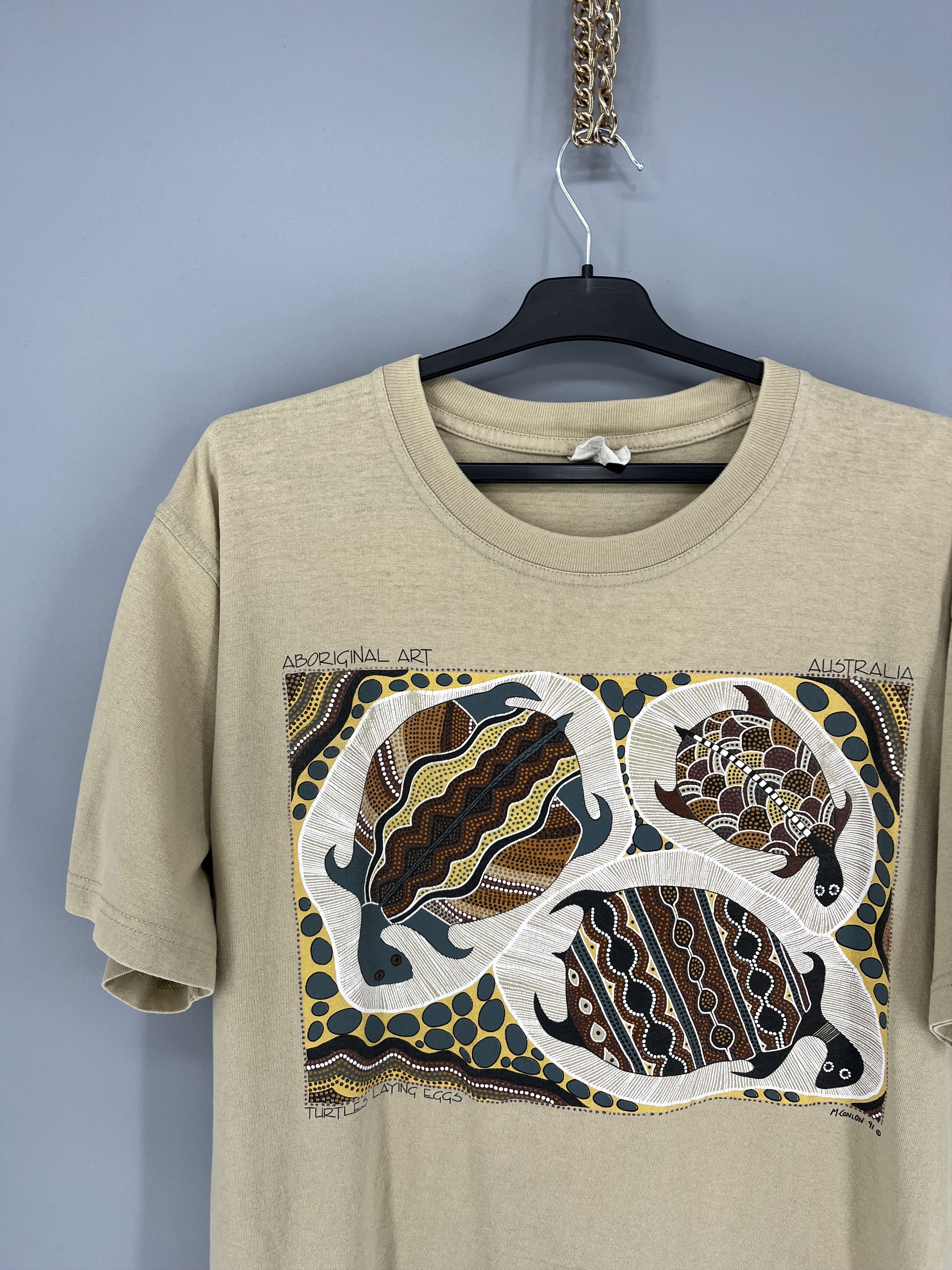 Vintage Vintage 1991 Max Conlon Turtles Laying Eggs Aboriginal Art Size US XL / EU 56 / 4 - 4 Thumbnail