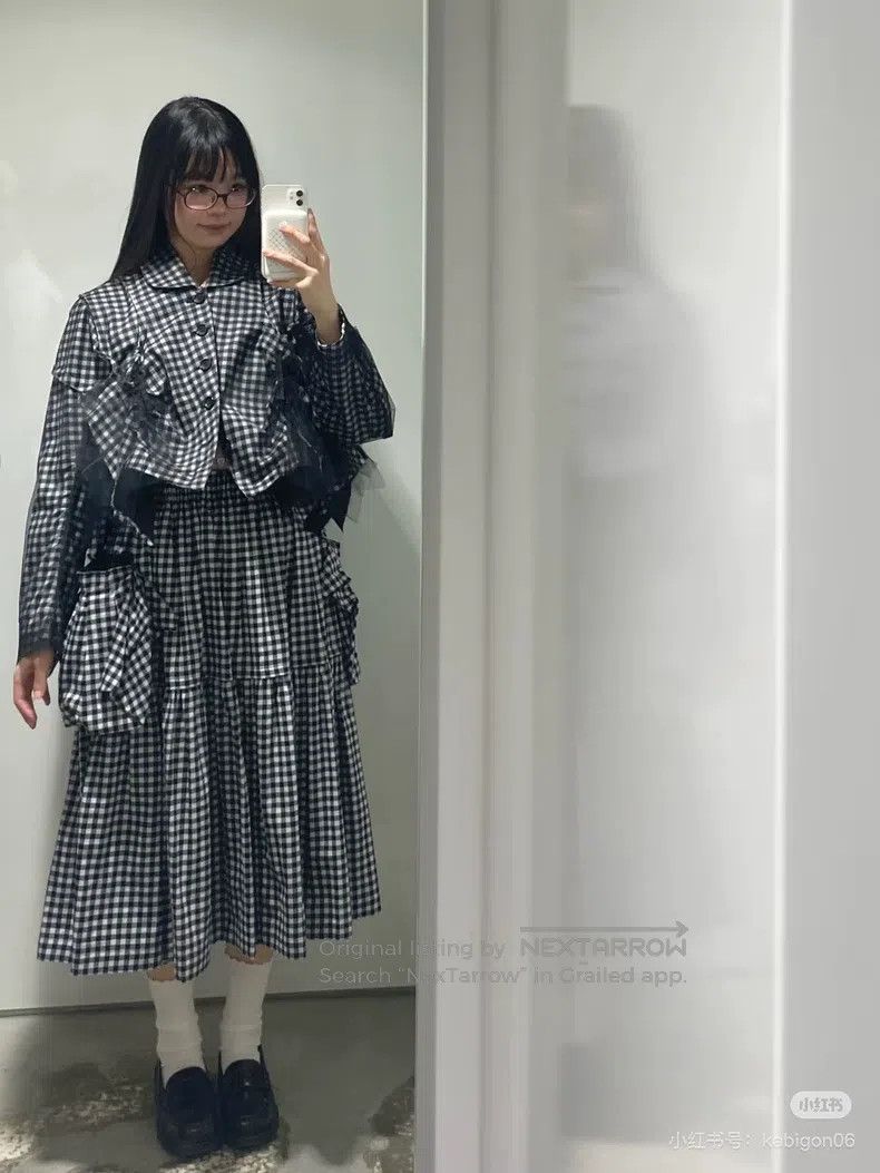 Comme des Garcons Comme Des Garcons Black and White Plaid Pleated Big Pocket Size 22" - 8 Thumbnail