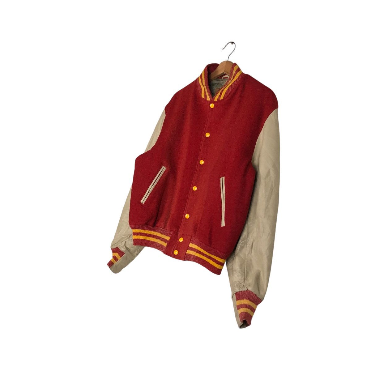 Golden Bear 🔥VTG VARSITY JUMPER BOMBER JACKET LEATHER GOLDEN BEAR USA Size US L / EU 52-54 / 3 - 4 Thumbnail