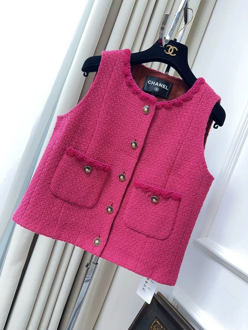 Chanel Pink Tweed Vest Jacket- dmc