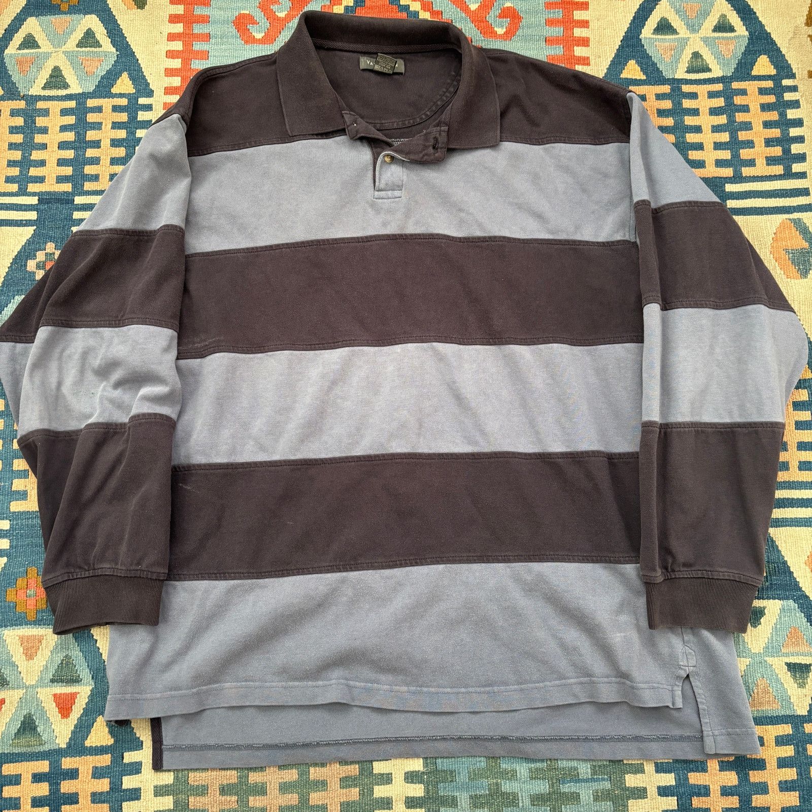 Van Heusen × Vintage Y2K Vintage Striped Blue Rugby Polo Long Sleeve Shirt XL Size US XL / EU 56 / 4 - 1 Thumbnail