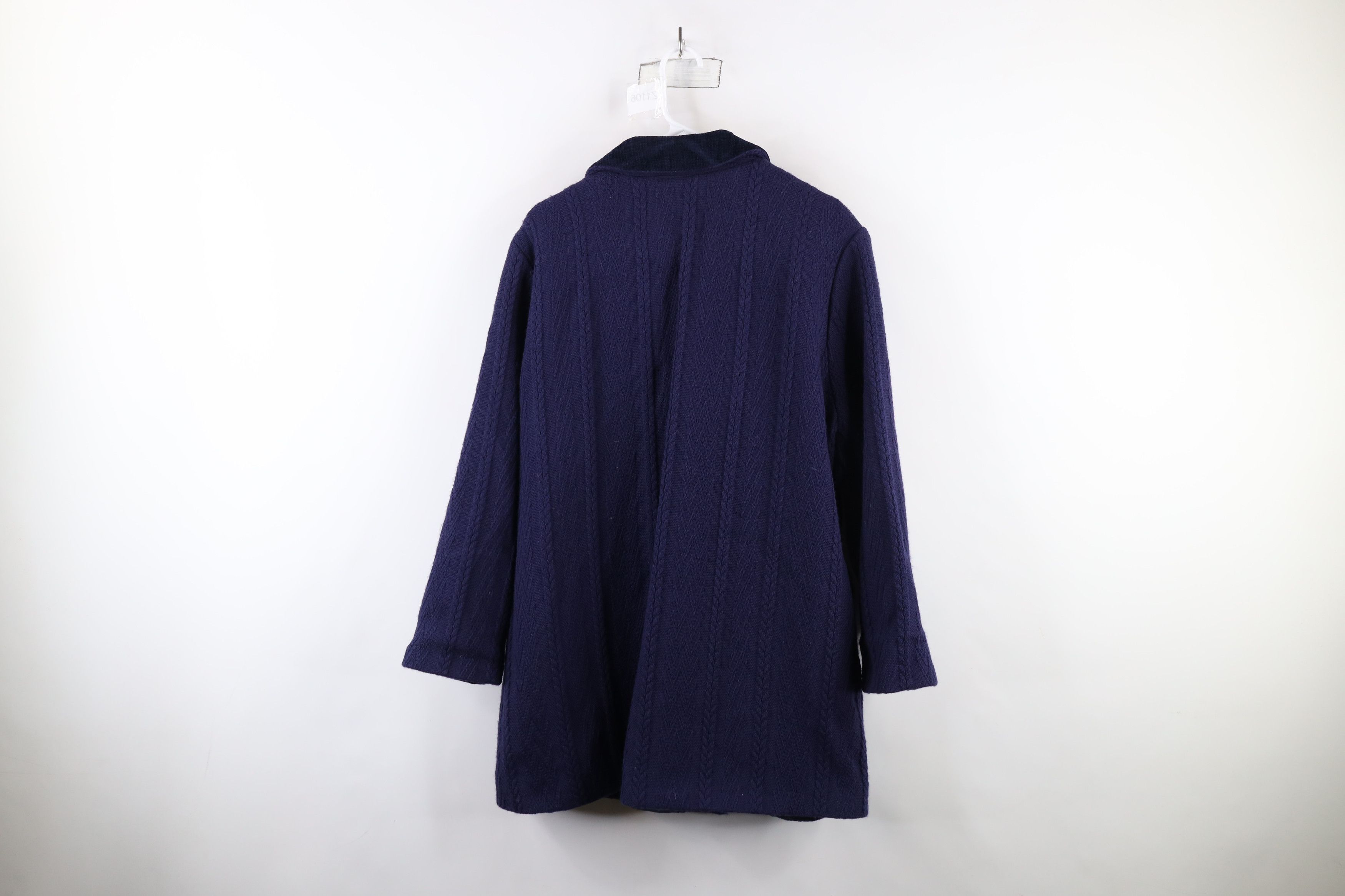 Vintage Vintage 90s Cable Knit Wool Cashmere Alpaca Jacket Blue Size XL / US 12-14 / IT 48-50 - 11 Thumbnail