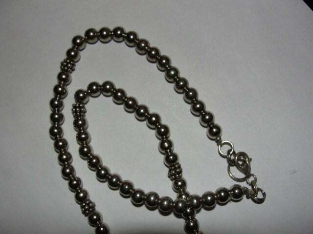 Designer Silver Beaded Necklace & Large Faceted Leopardskin Jasper Size ONE SIZE - 4 Thumbnail