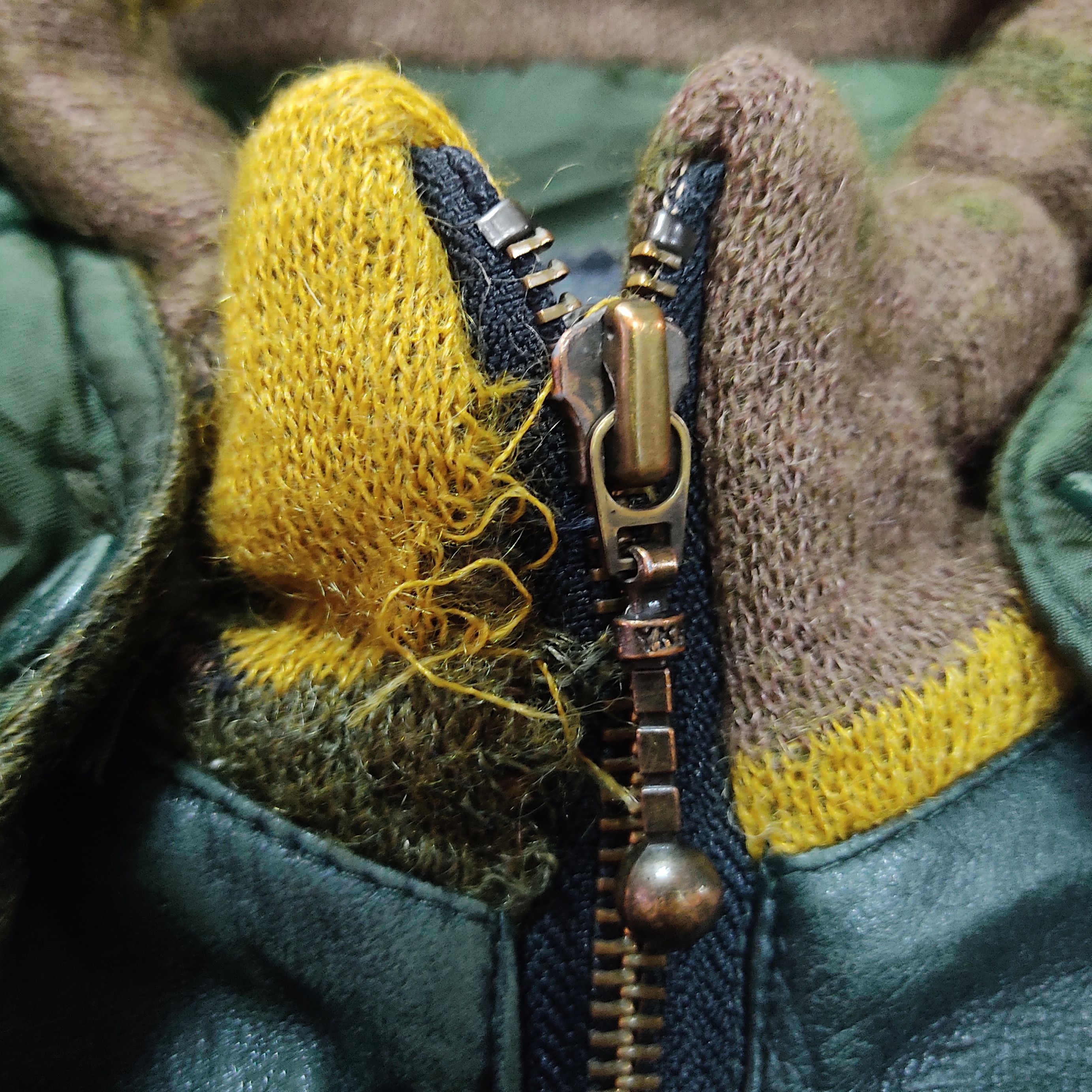 Vintage Paper Plane Knit & Leather Hooded Parka Jacket